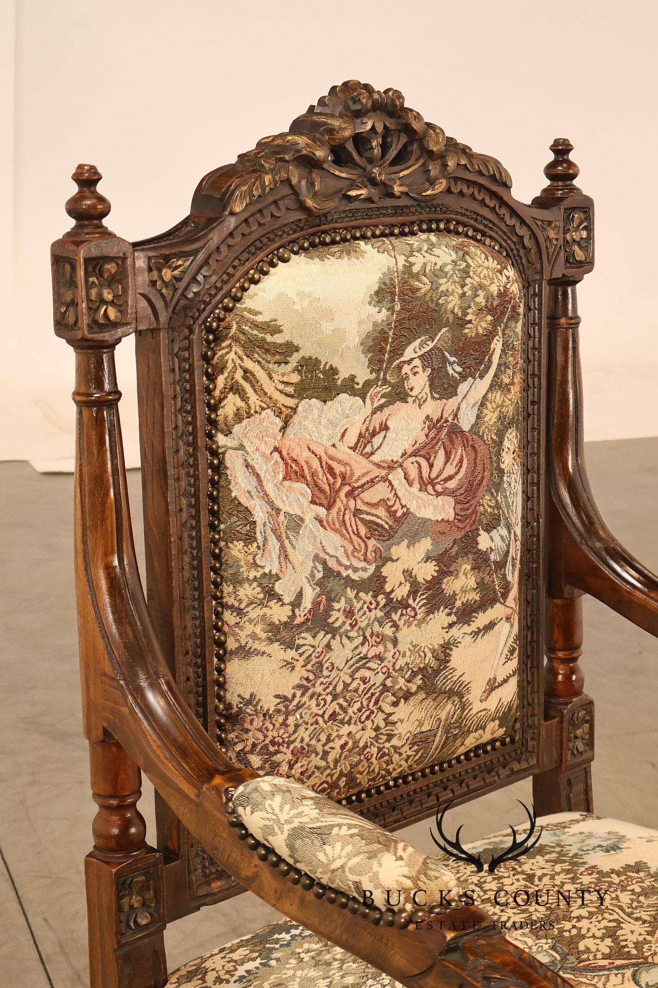 Italian Louis XVI Style Carved Throne Chair