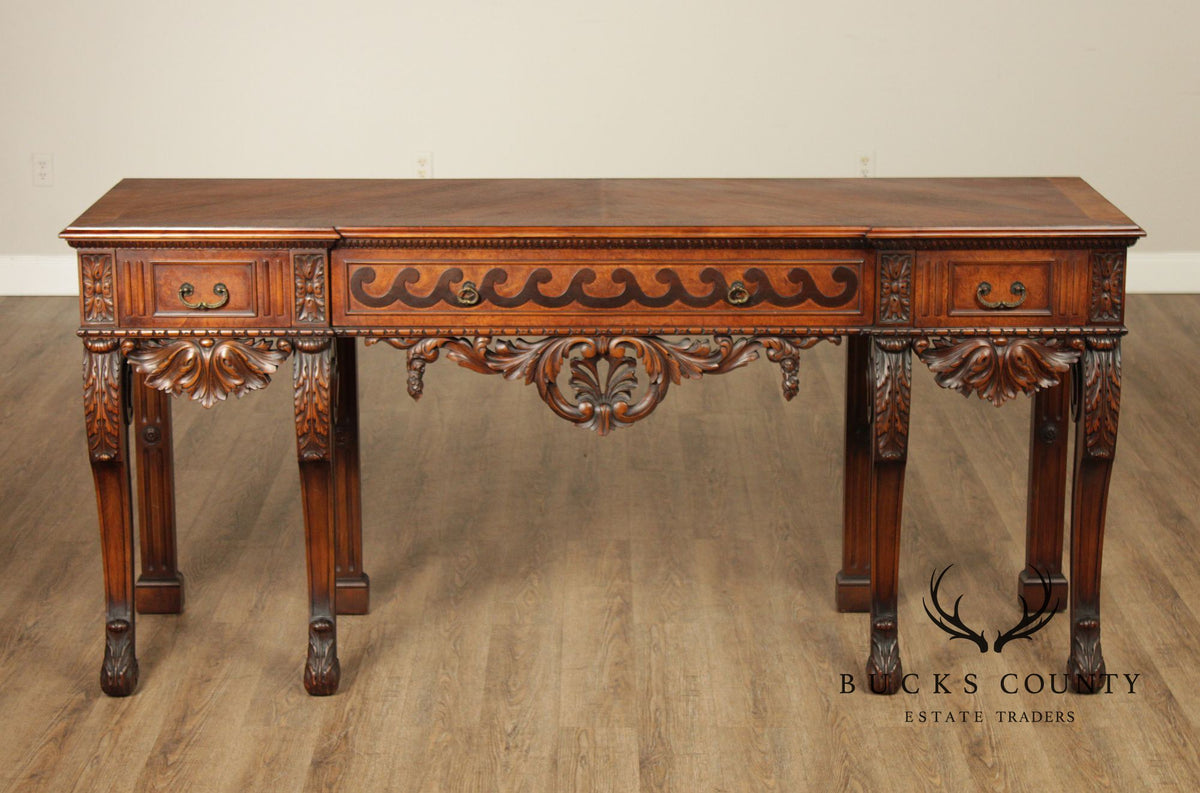 Traditional Georgian Style Carved Walnut Console Table
