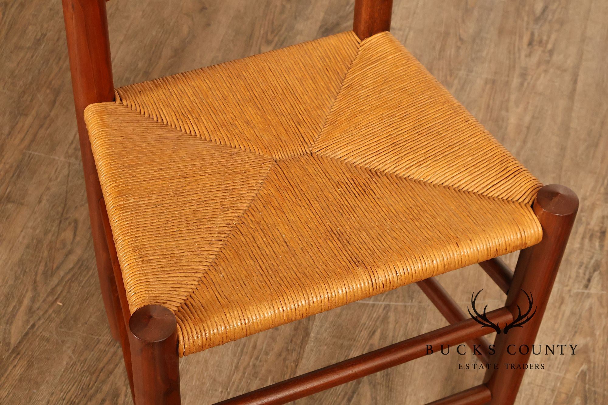 E.A. Clore Custom Walnut Set Of Eight Ladder Back Dining Chairs