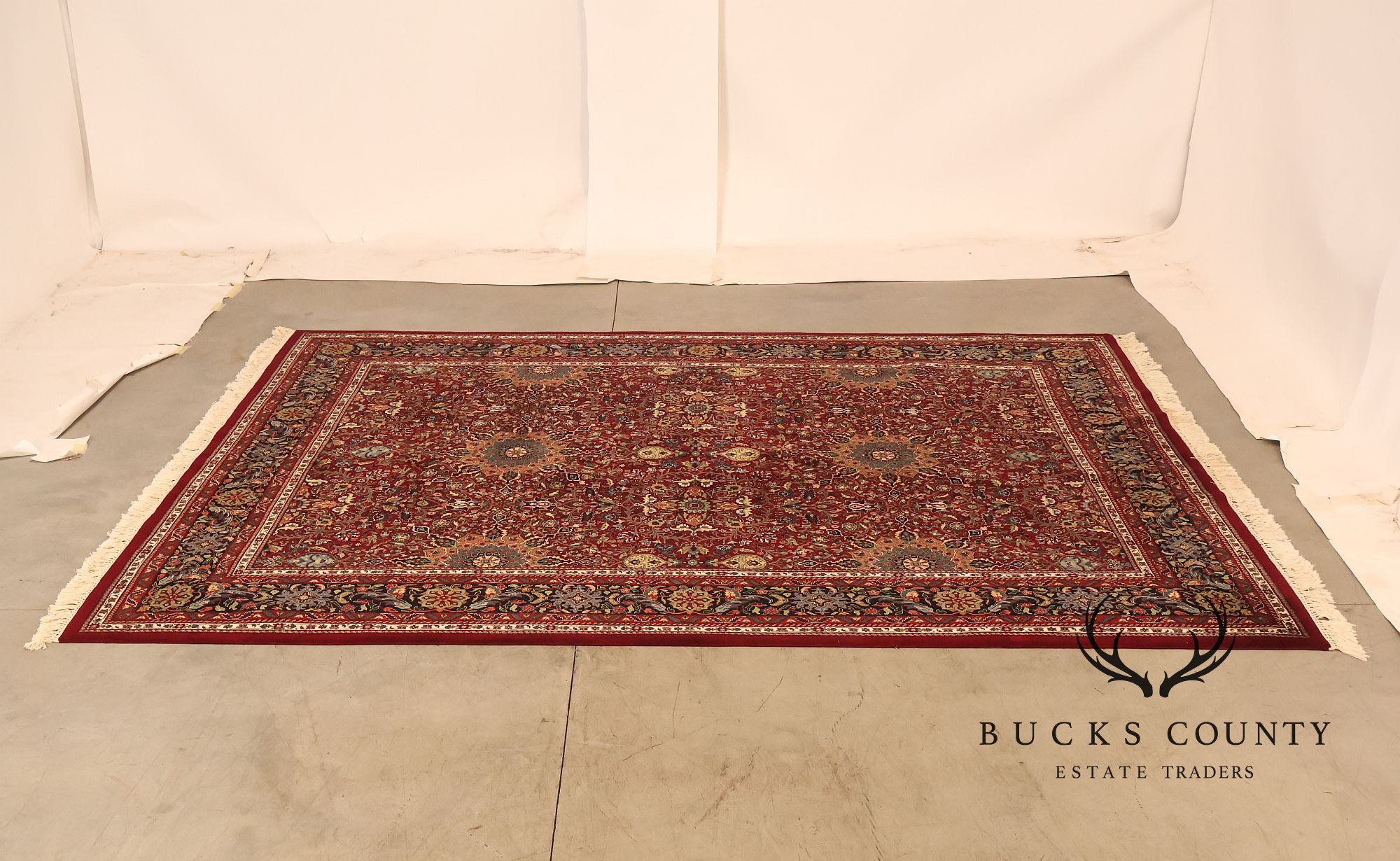 Hand Knotted Persian Style Wool Area Rug With Floral Medallion Design