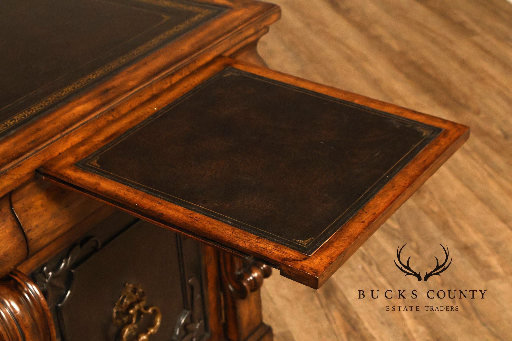 Maitland-Smith Leather Top Mahogany Executive Writing Desk