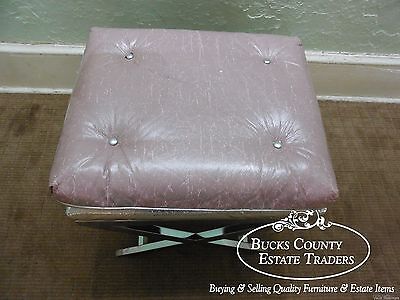 Italian Mid Century Modern Chrome X Base Bench Ottoman