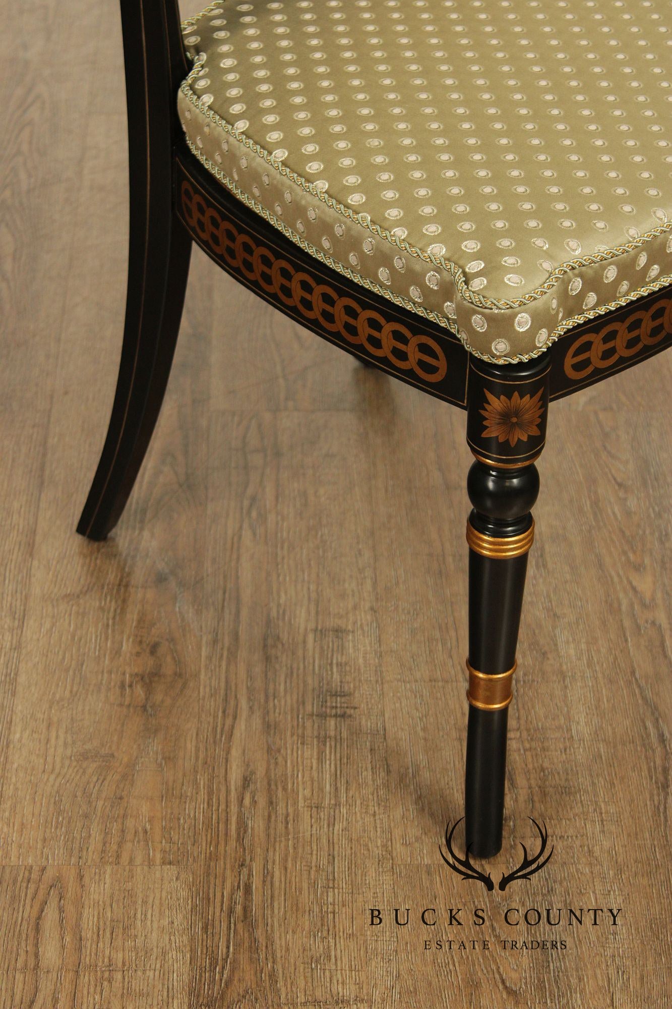 Theodore Alexander Regency Style Set Of Eight Painted And Gilt Dining Chairs