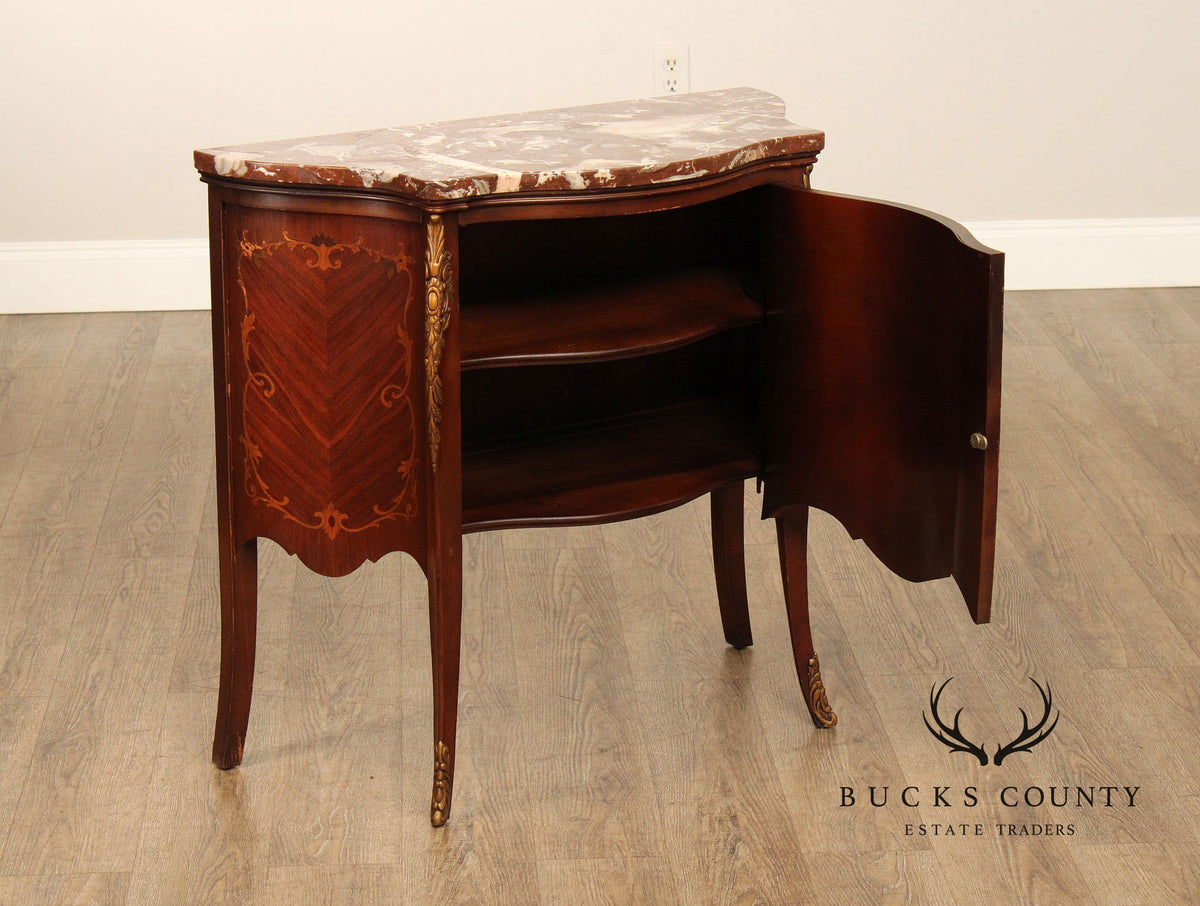 French Louis XV Style Ormolu Mounted Marquetry Bombe Chest
