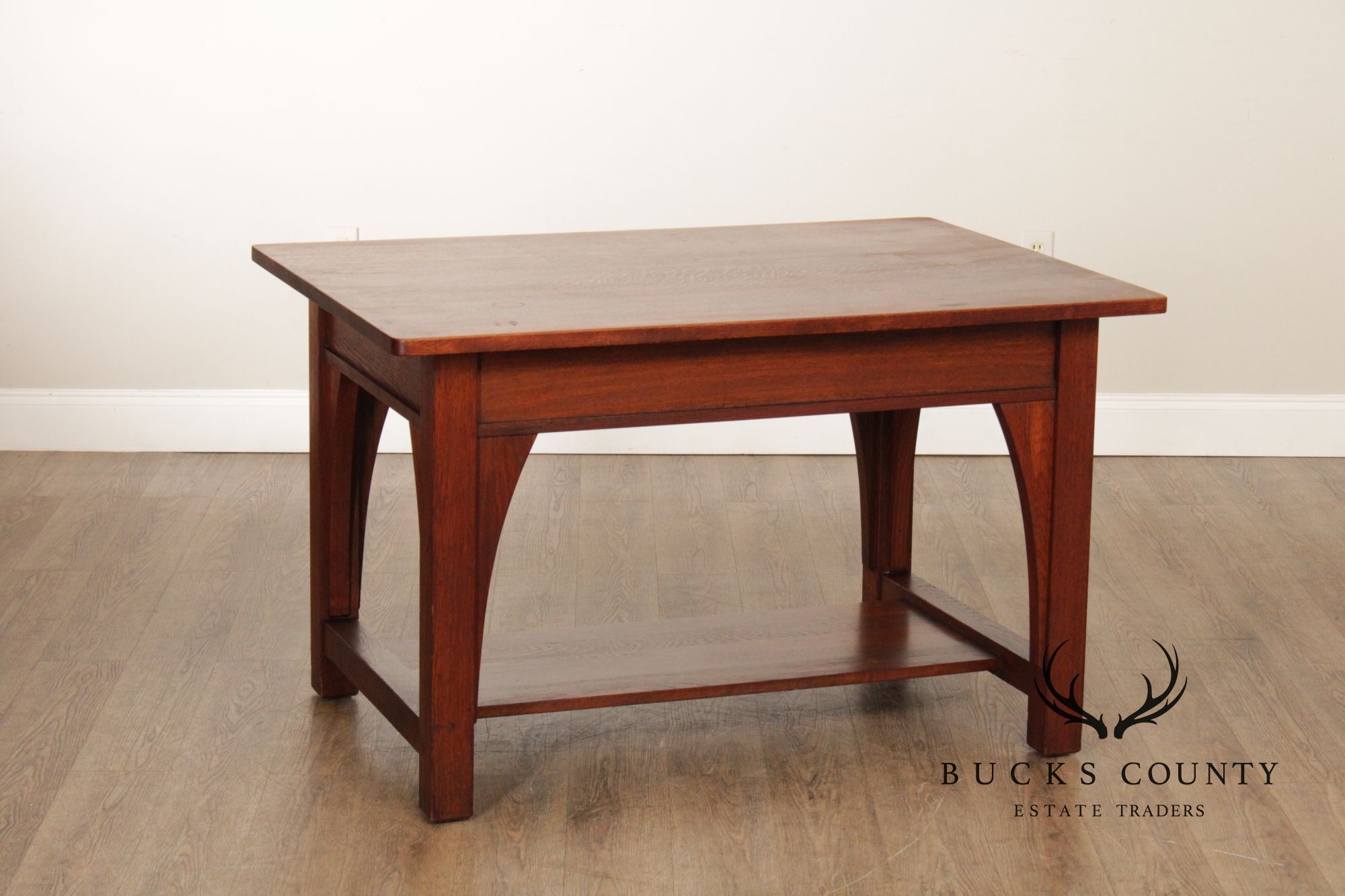 Limbert Mission Oak Two-Drawer Library Table