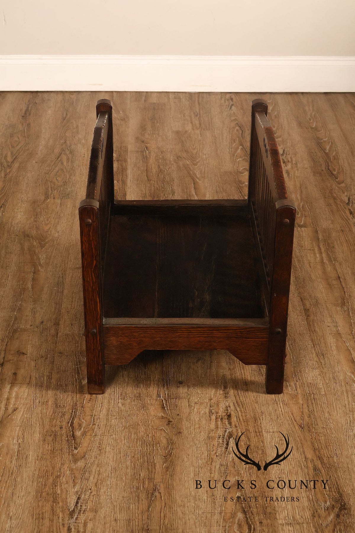 Antique Cushman Mission Oak Firewood Rack