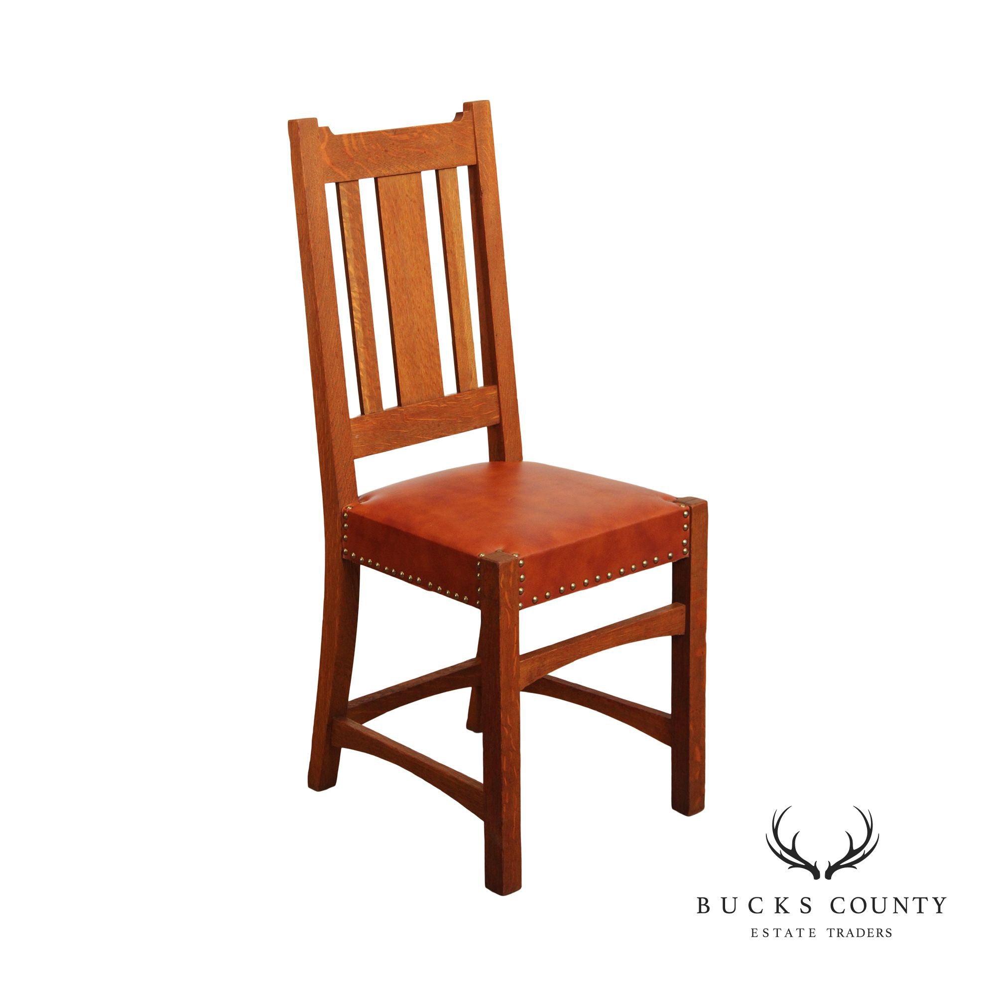Antique Mission Oak and Leather Side Chair