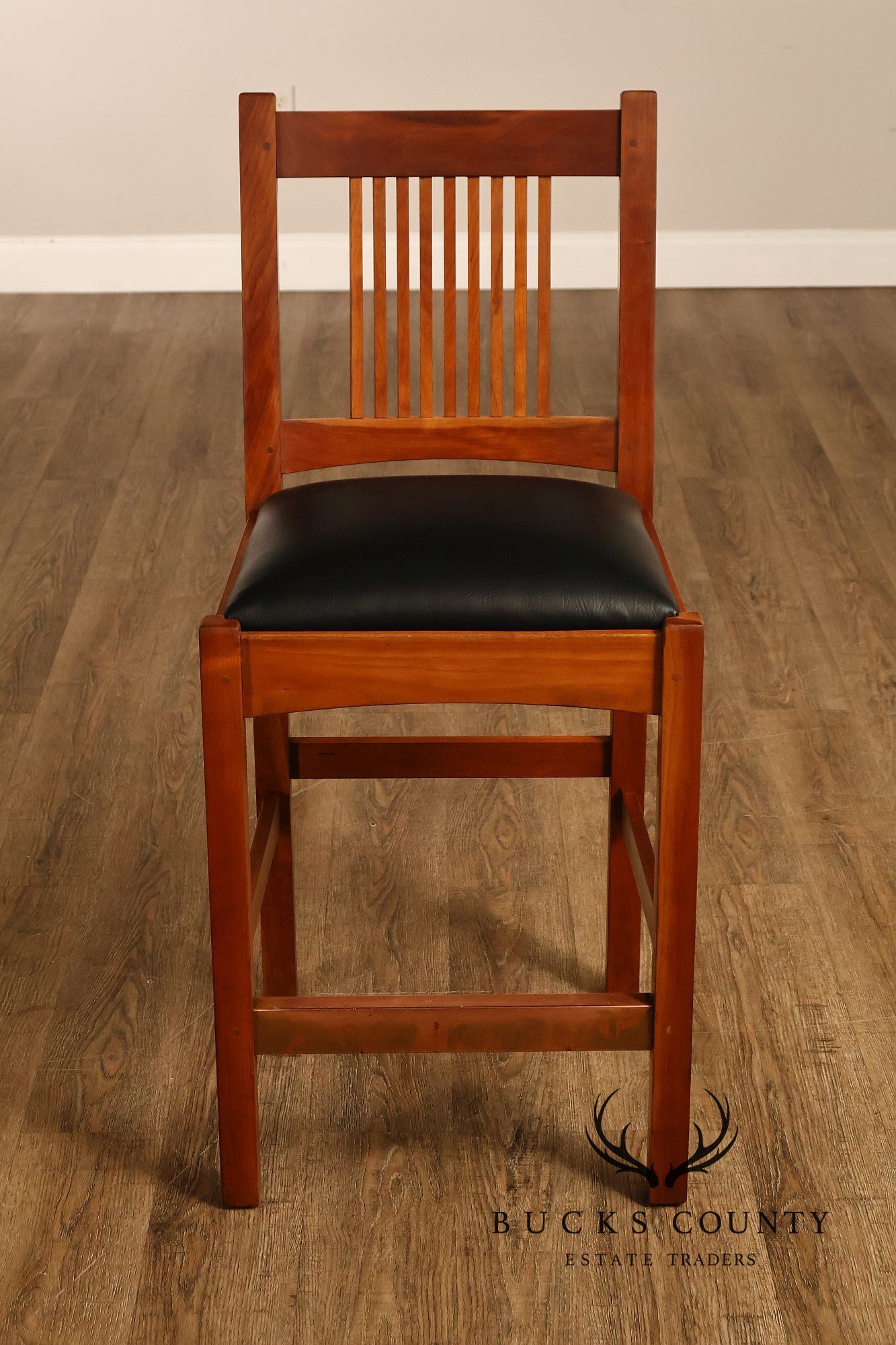 Stickley Mission Collection Cherry Upholstered Counter Height Pair of Stools