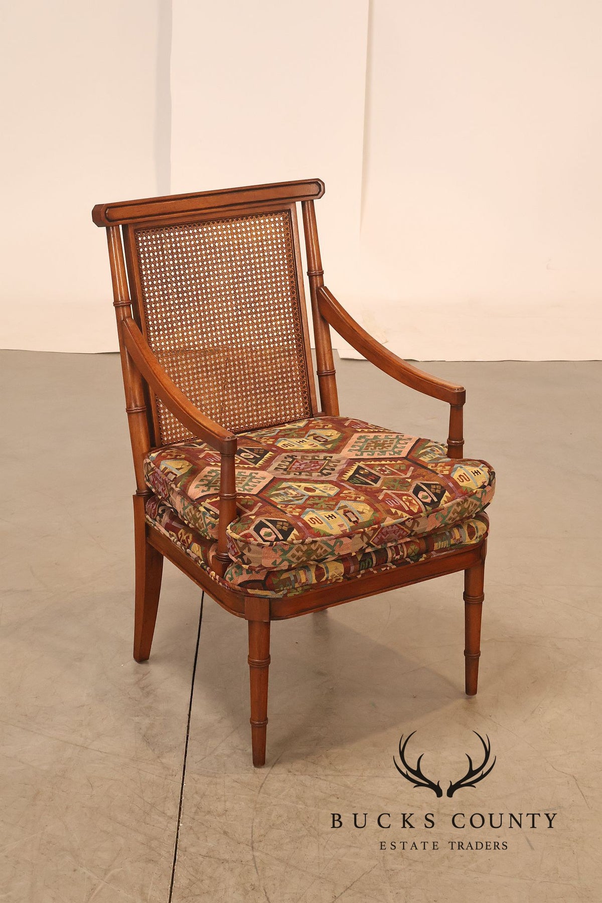 Mid Century Set of Four Cane Back Armchairs