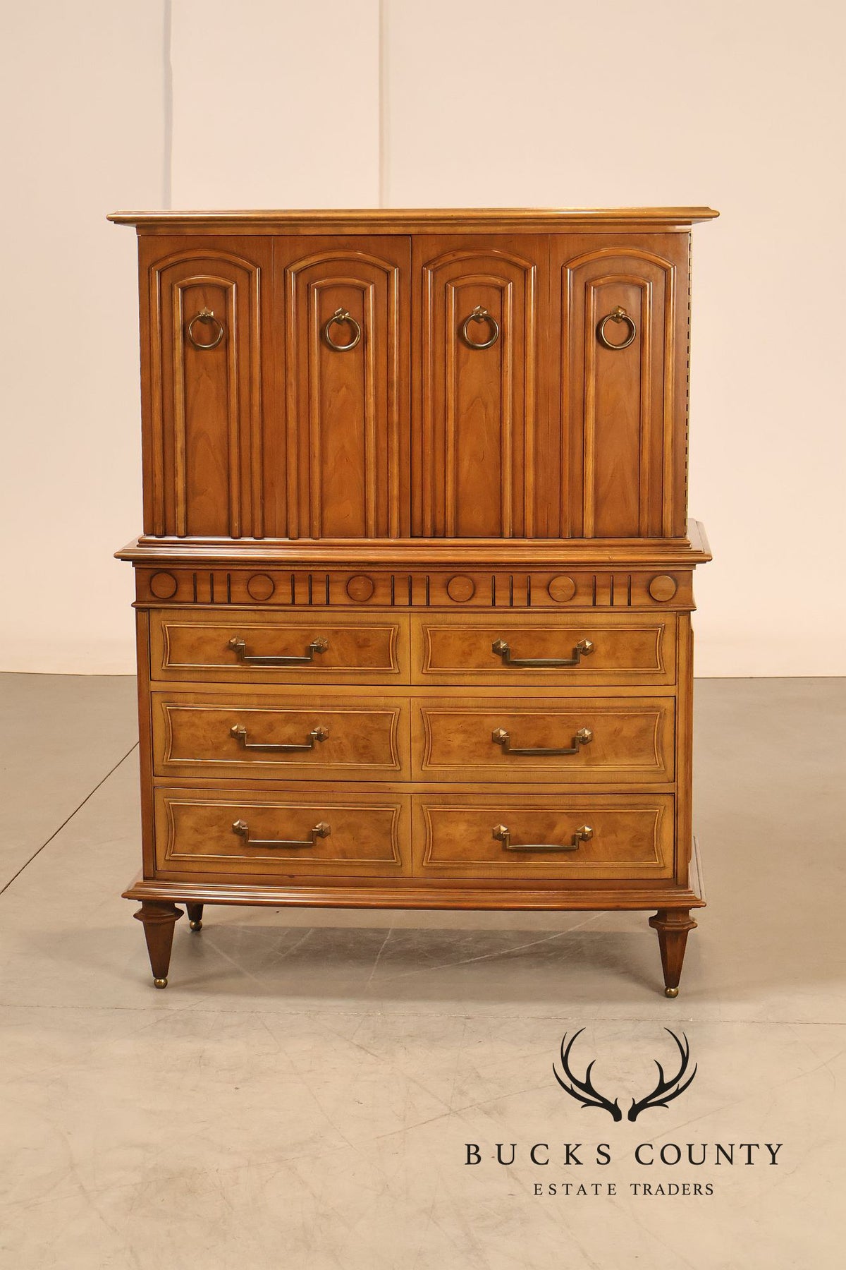 Vintage Neoclassical Style Burlwood Gentleman's Chest