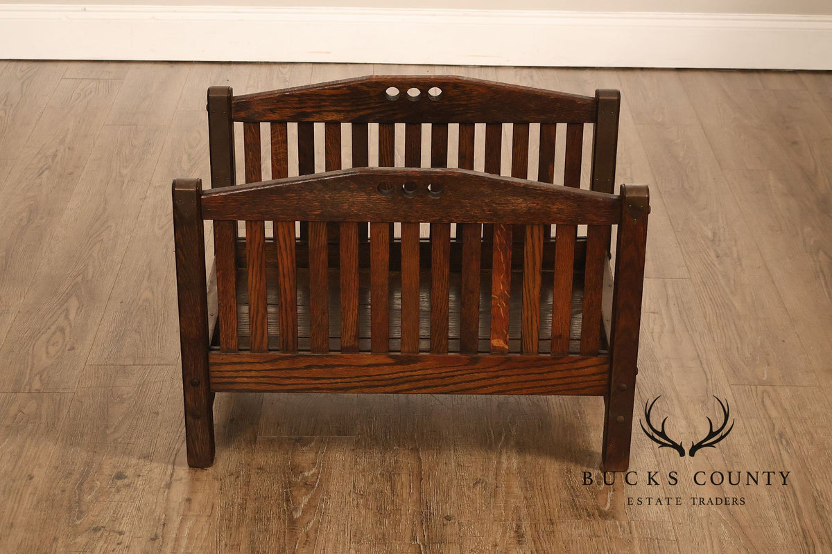 Antique Cushman Mission Oak Firewood Rack