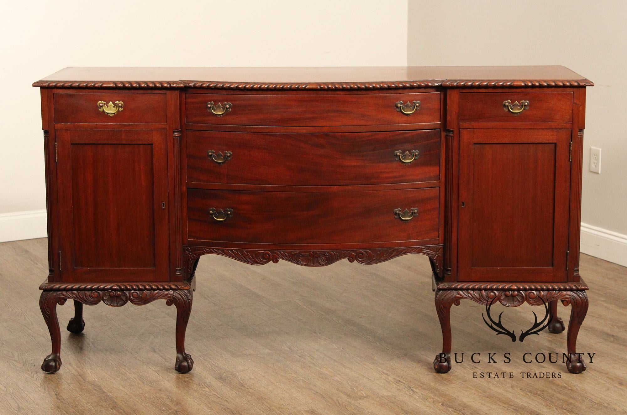 Chippendale Style Vintage Carved Mahogany Sideboard