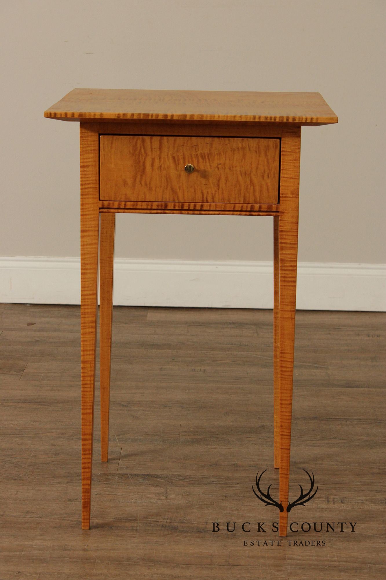 Shaker Style Pair of Tiger Maple Side Tables