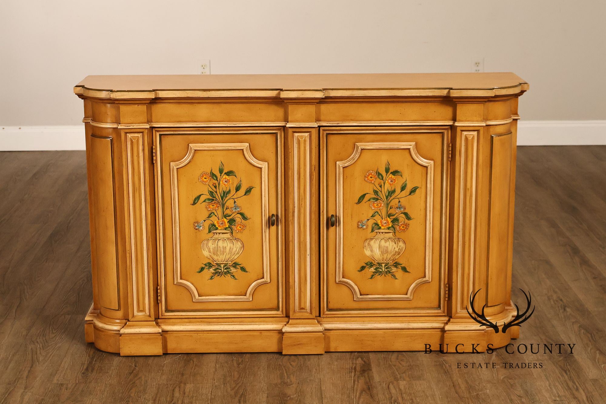 Italian Style Floral Painted Two-Door Sideboard