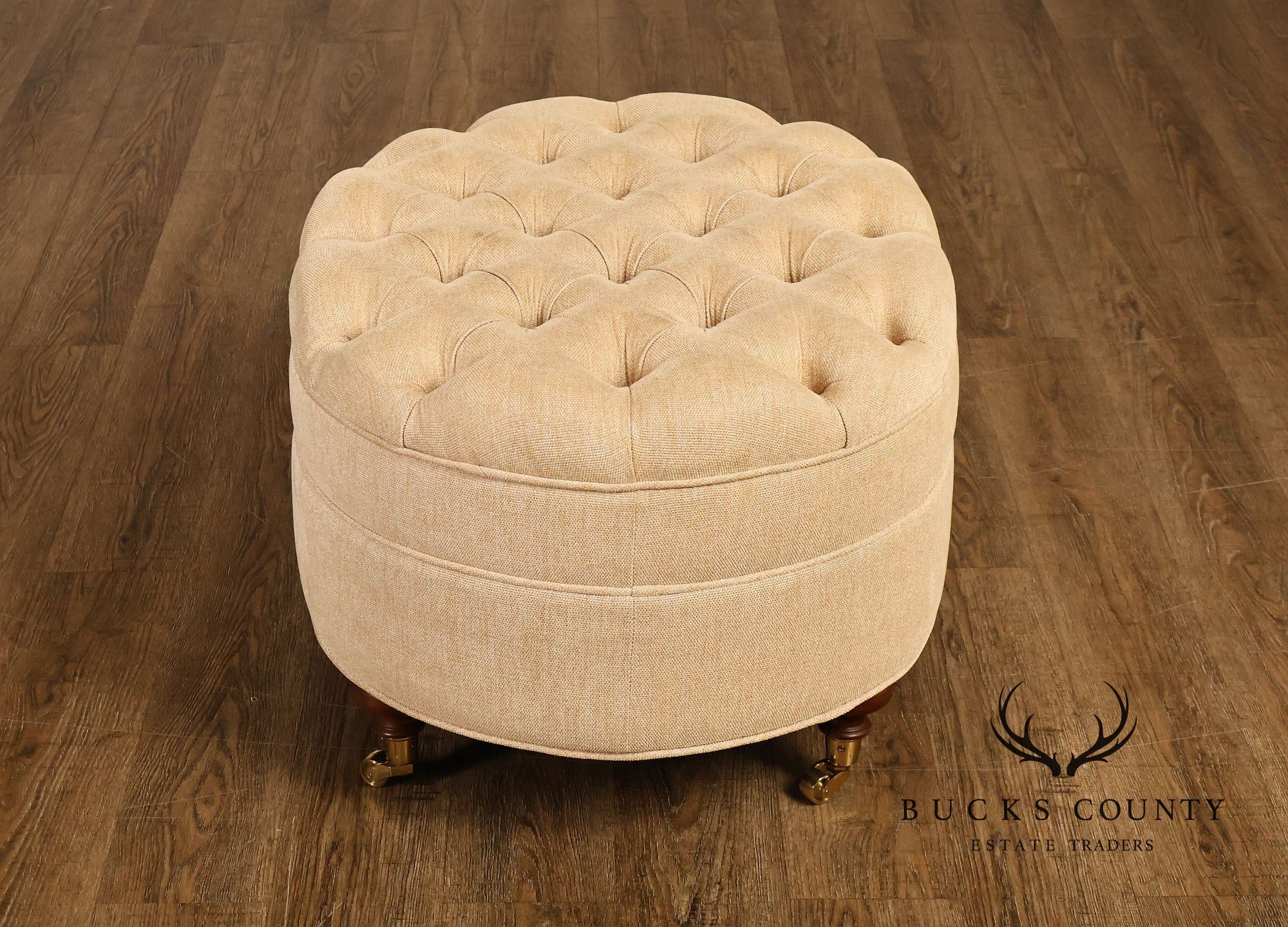 Traditional Tufted Upholstered Oval Ottoman