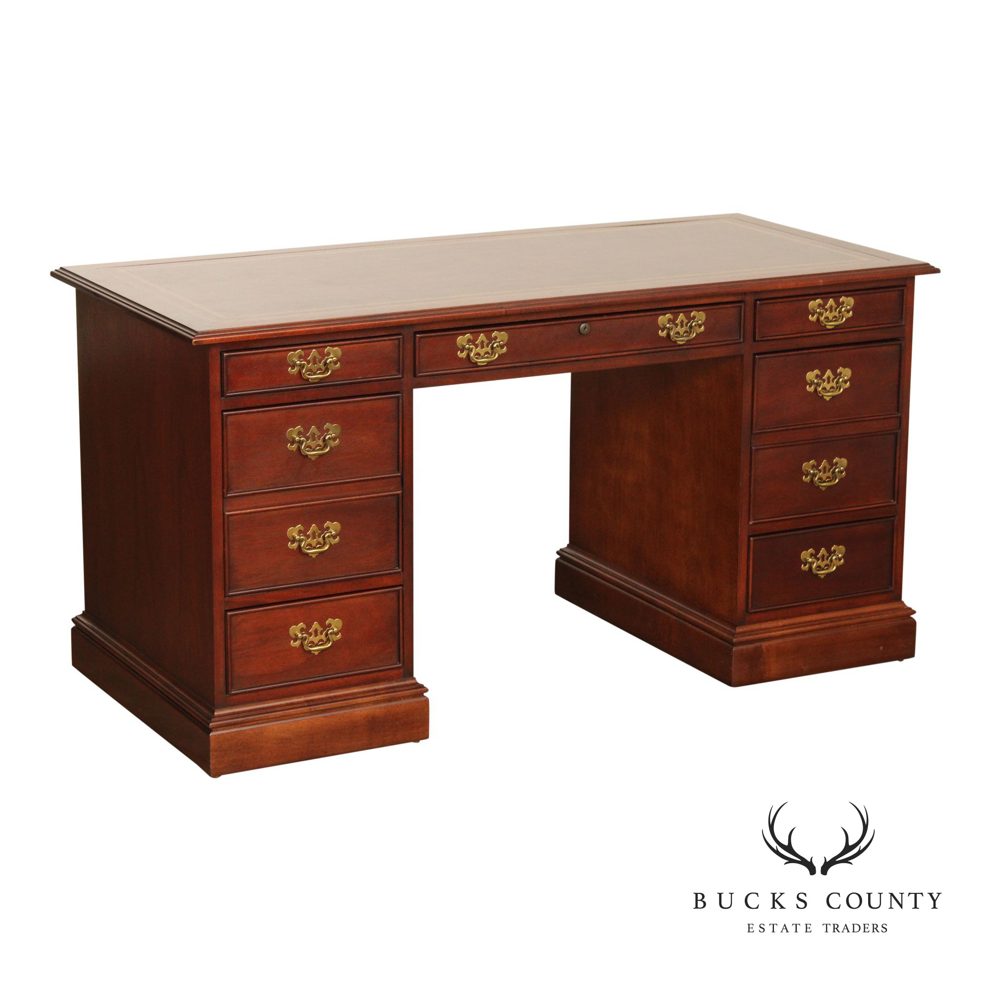 Sligh Chippendale Style Leather Top Cherry Writing Desk