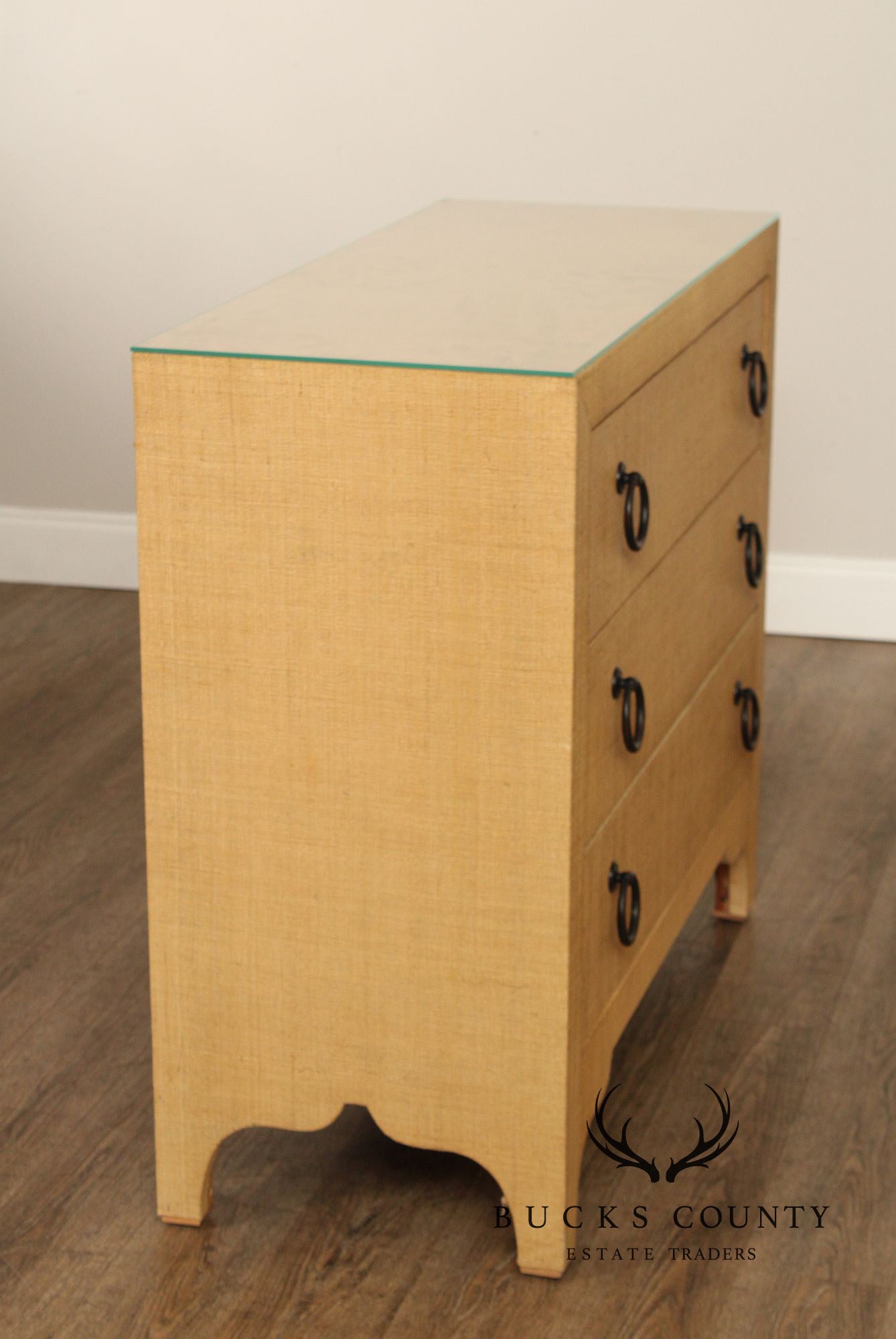 Barclay Butera 'Newport' Glass Top Raffia Chest of Drawers