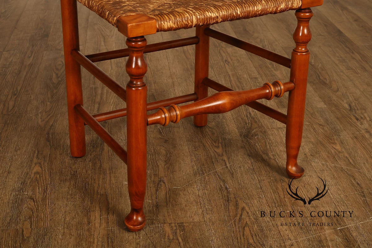 Stickley Set Of Four Cherry Ladder Back Dining Chairs With Rush Seats