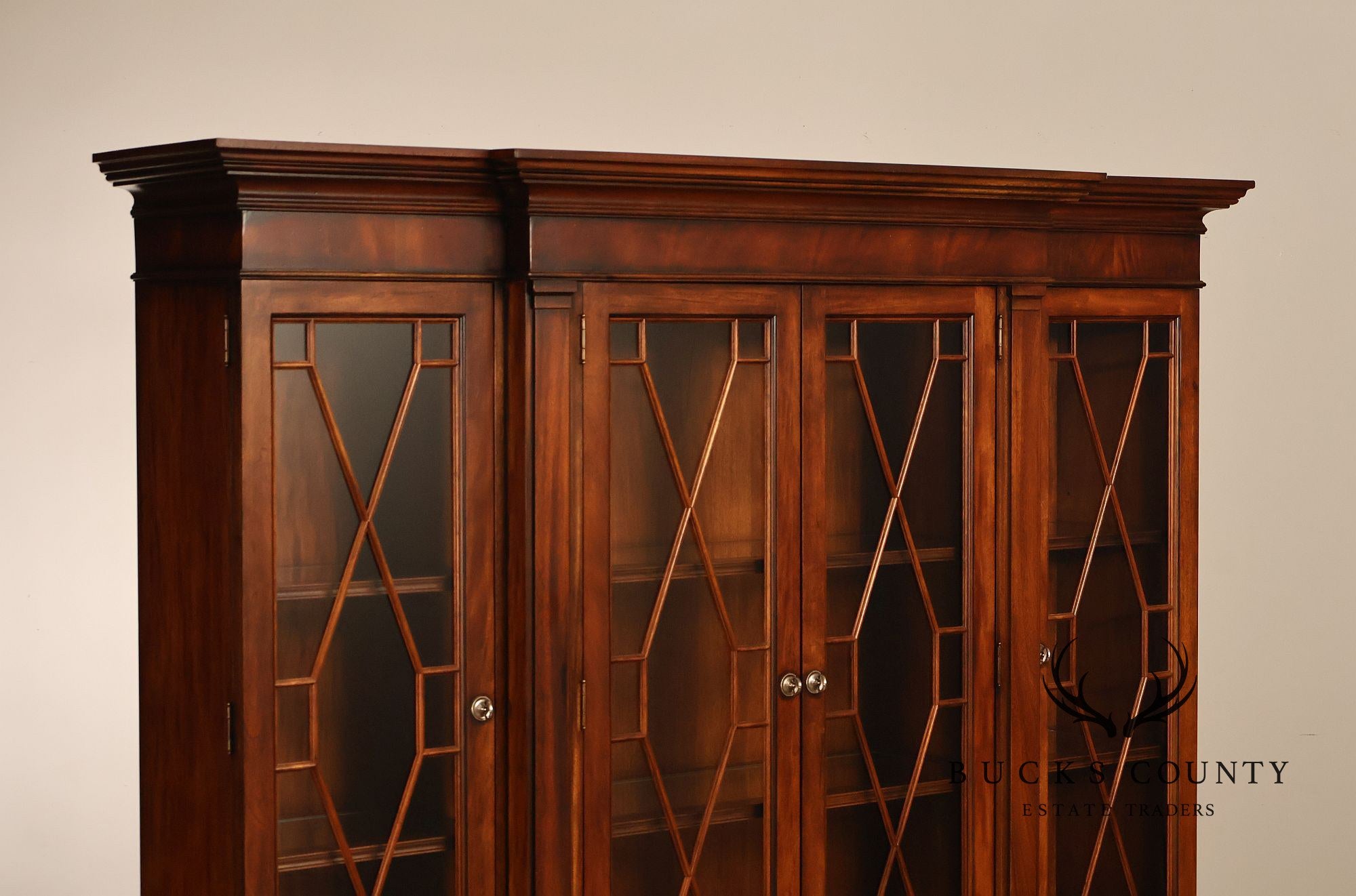 Ethan Allen Newport Collection Mahogany Four Door Breakfront China Cabinet
