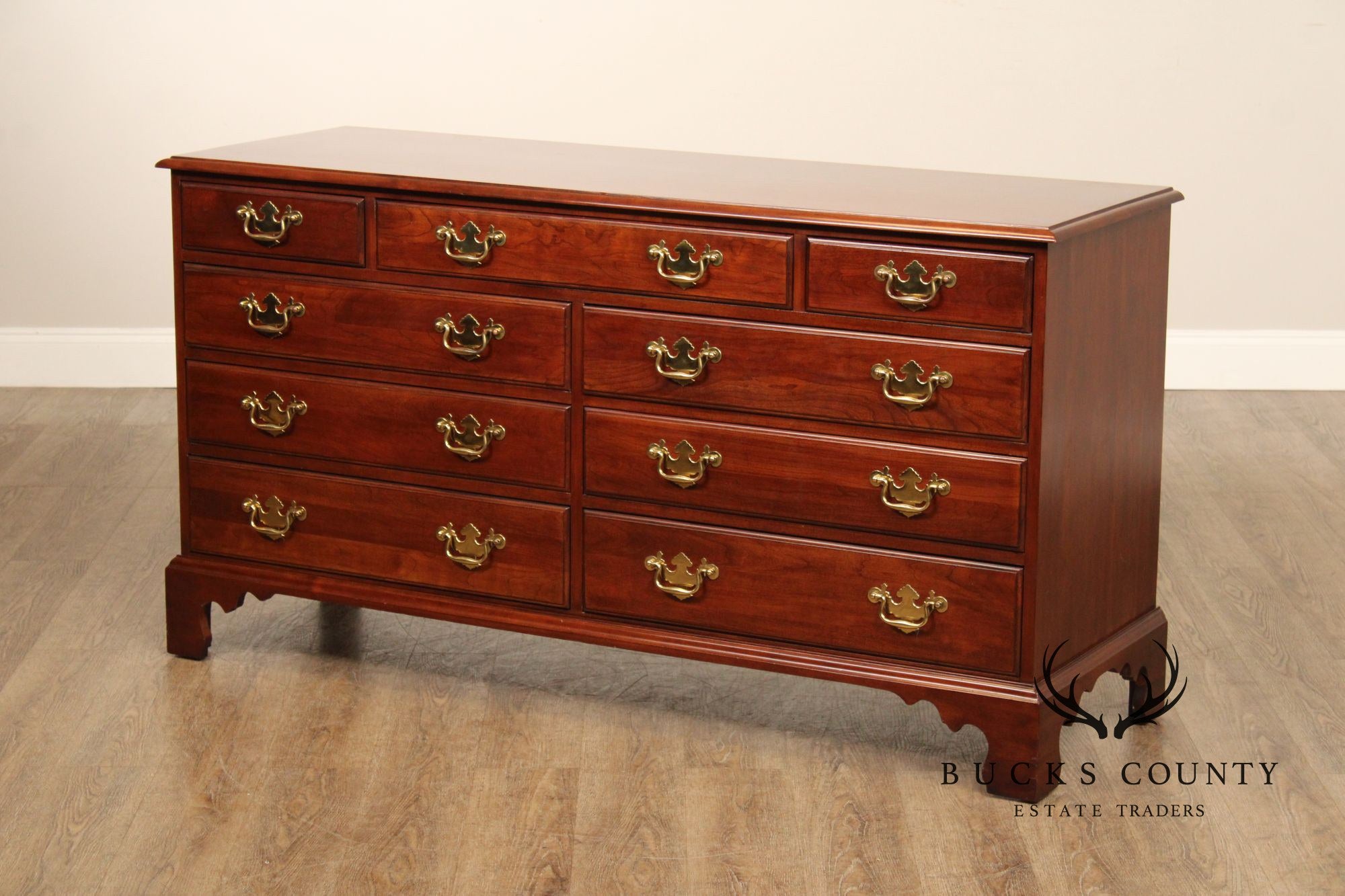 Davis Cabinet Company Chippendale Style Cherry Double Dresser