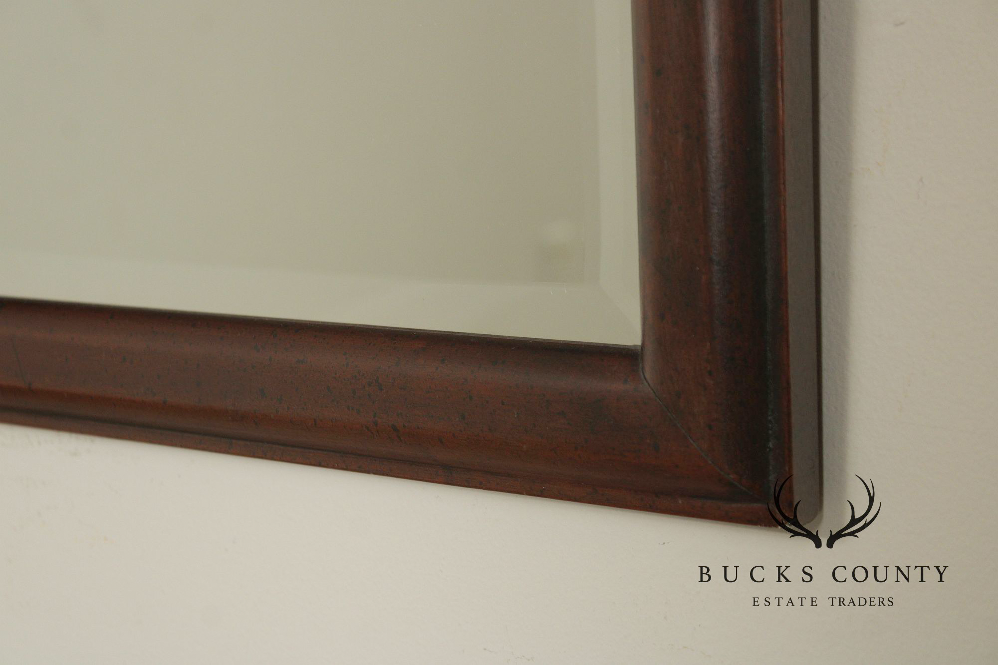 Queen Anne Style Arched Mahogany Frame Beveled Wall Mirror