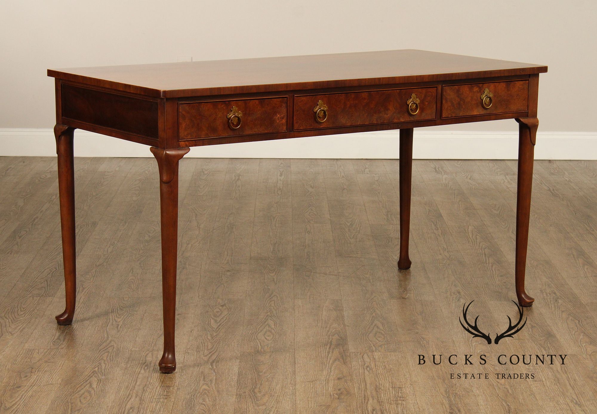 Baker Queen Anne Style Vintage Walnut Writing Desk