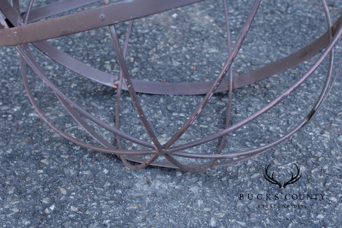 Pair of Steel Outdoor Garden Armillary Spheres