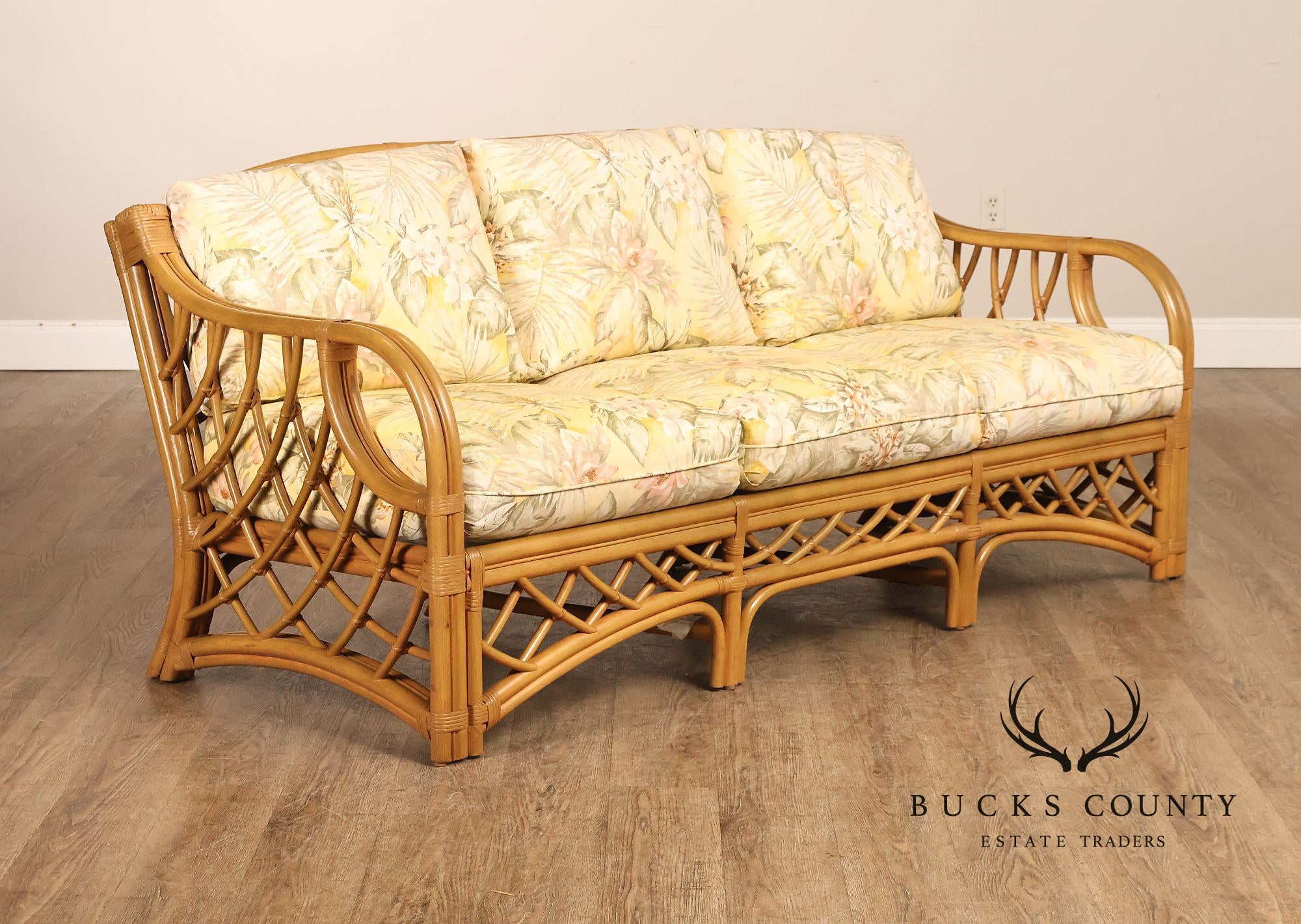 TradeWinds Rattan Sofa With Upholstered Cushions