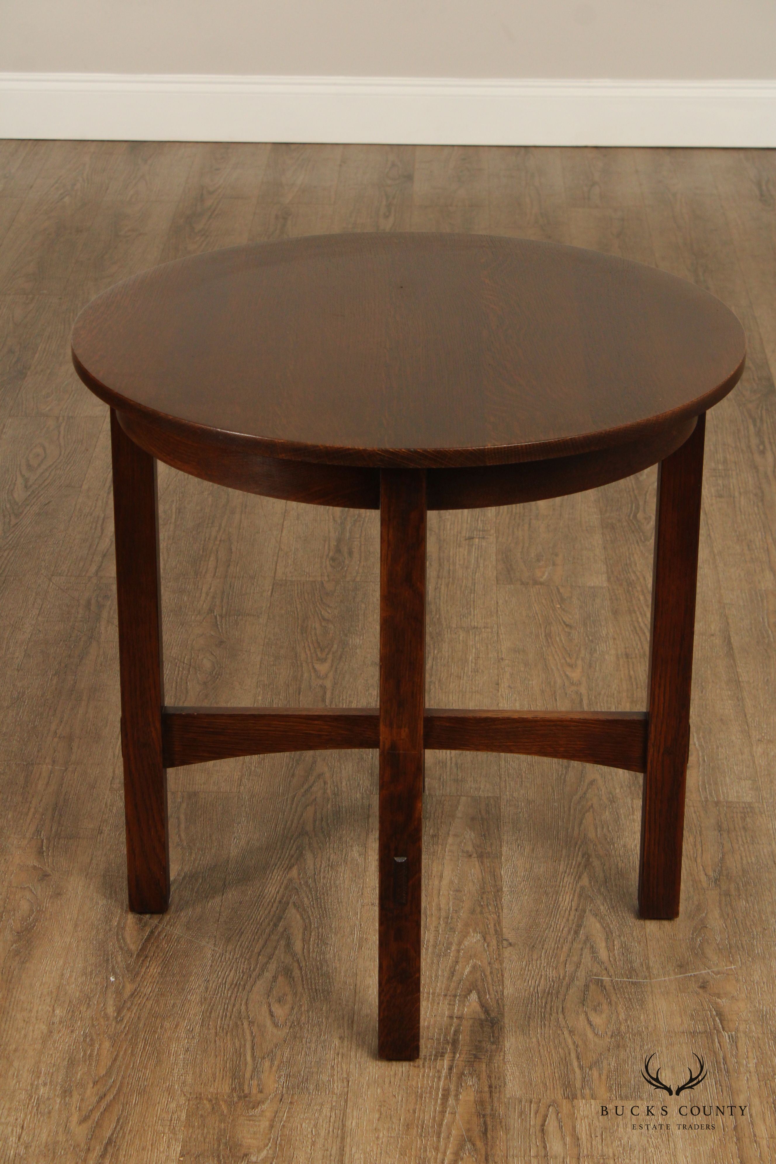 Stickley Mission Collection Oak Round Lamp Table