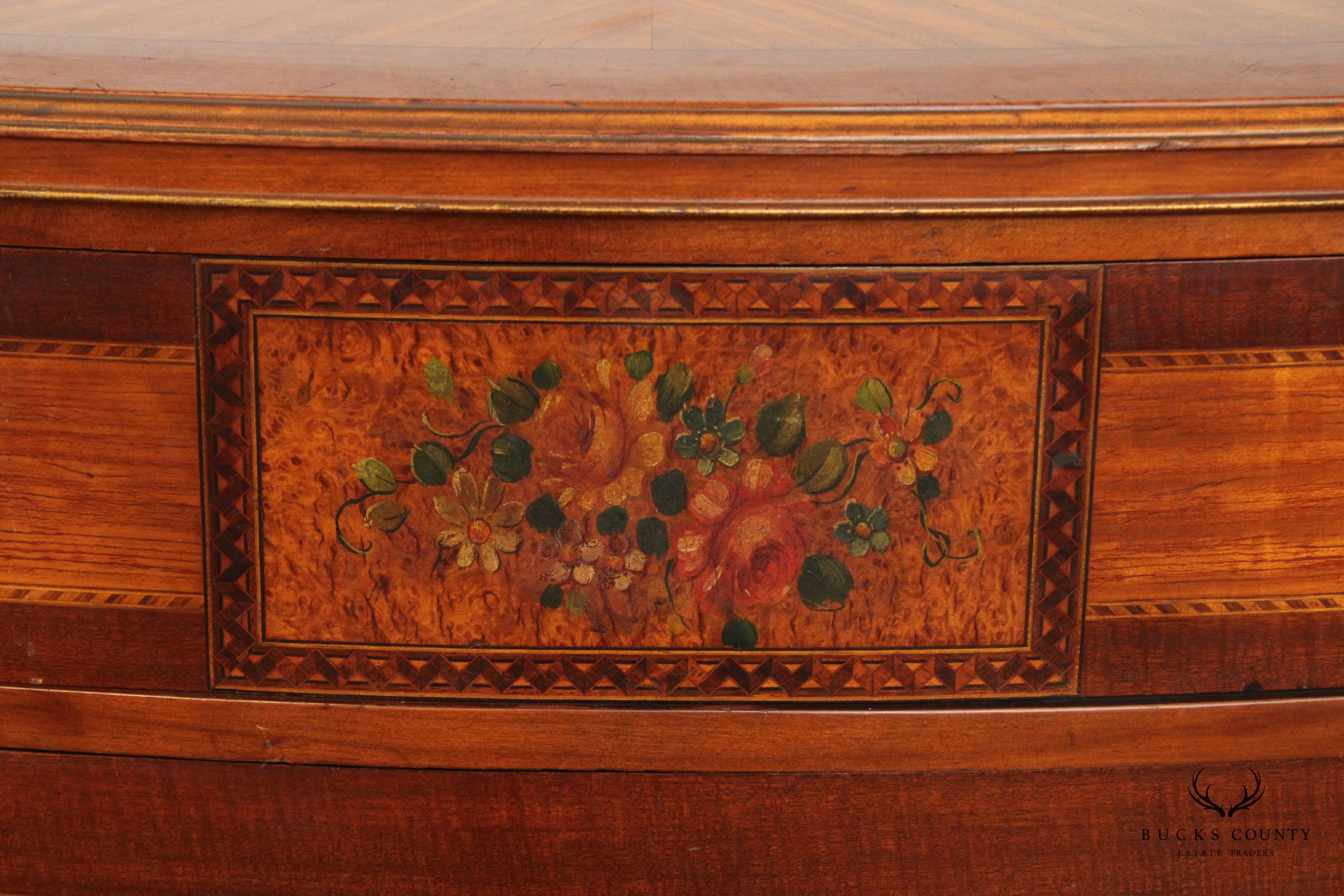 1930's French Louis XVI Style Satinwood Demilune Commode