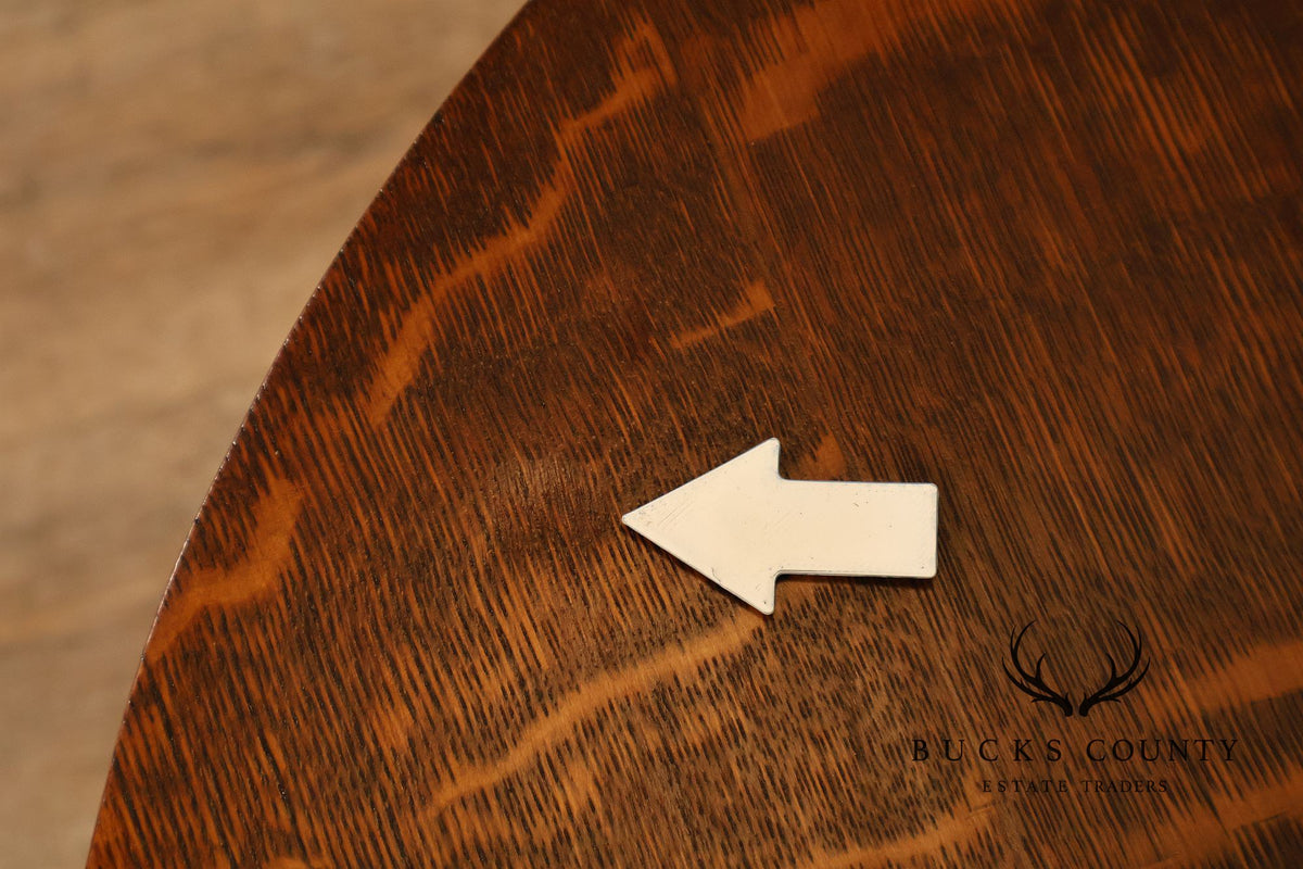 Antique Arts And Crafts Mission Quarter-Sawn Oak Round Table