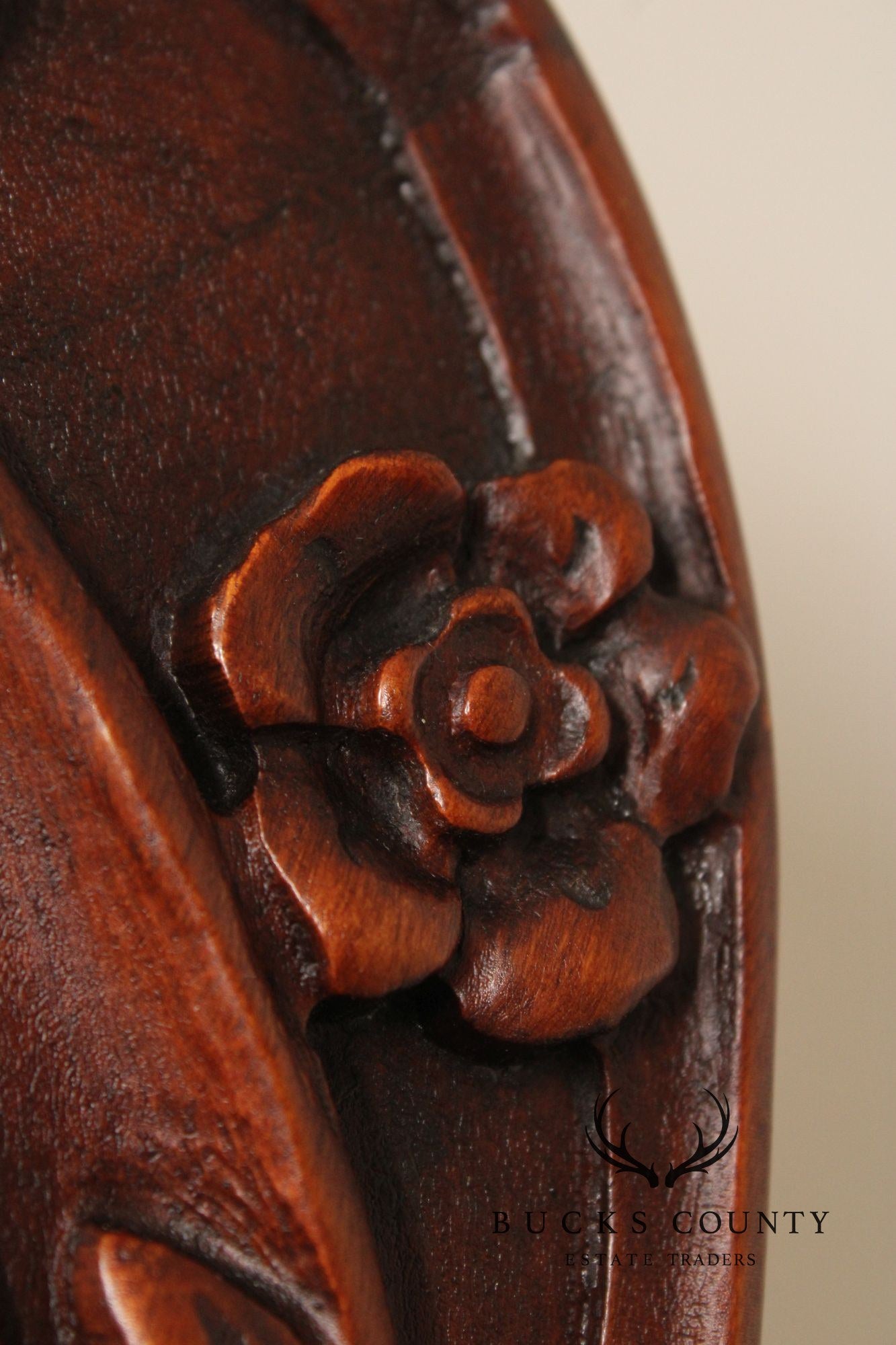 1940's Vintage French Style Carved Mahogany Wall Mirror