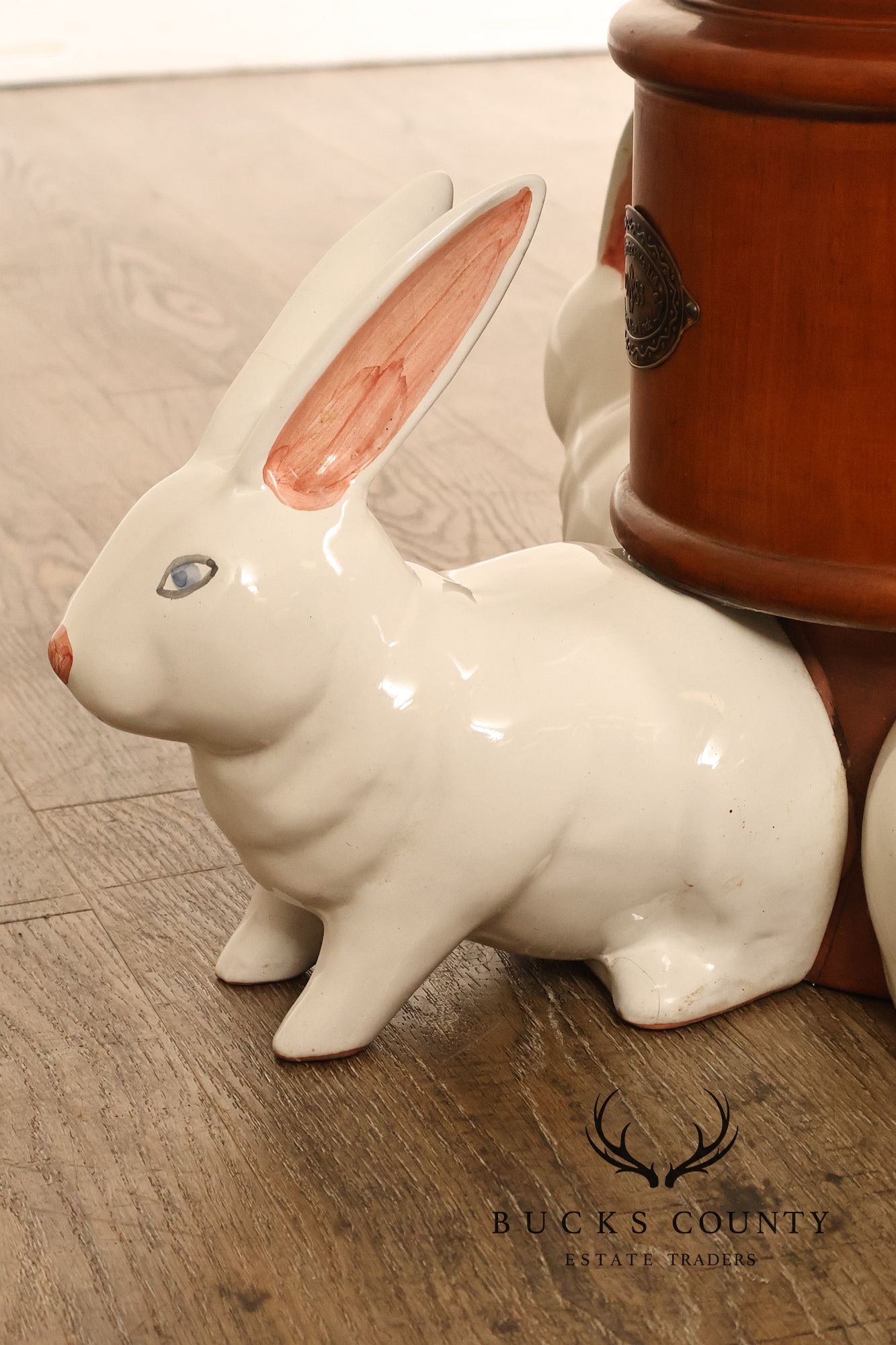 MacKenzie-Childs Rabbit Floor Lamp With Bamboo Column And Beaded Shade