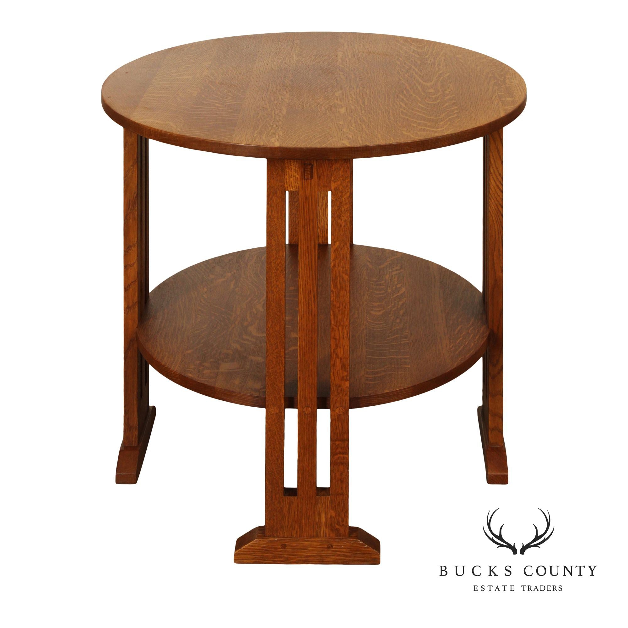 Stickley Mission Collection Oak Round Side Table