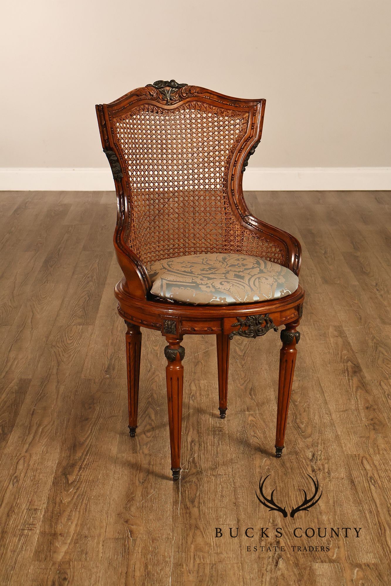 French Louis XVI Style Vintage Set Of 12 Caned Dining Chairs