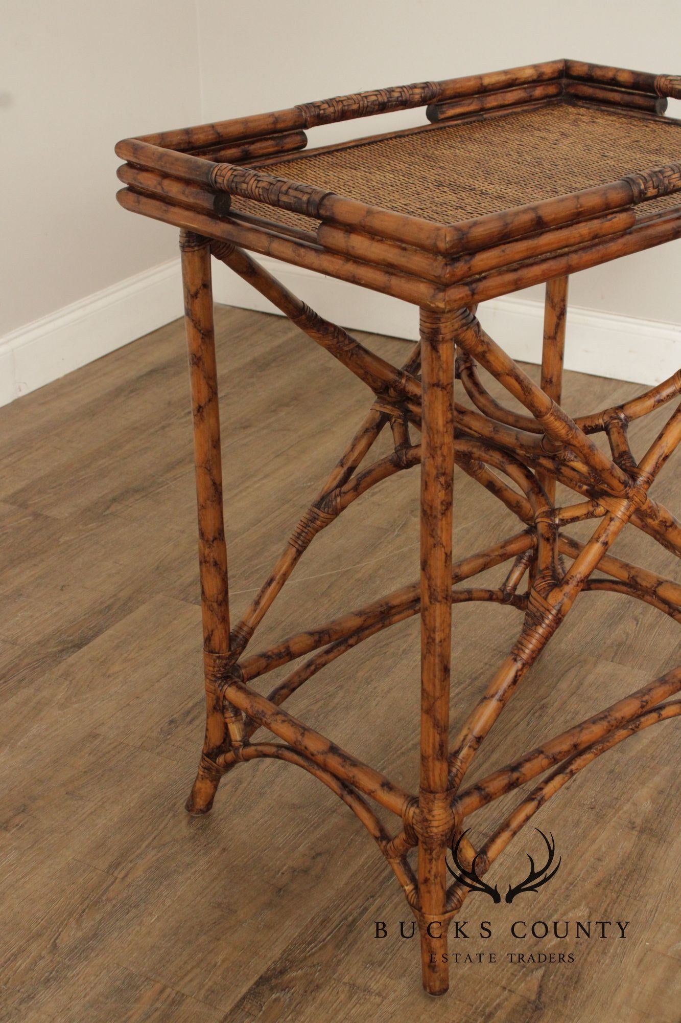 Vintage Bamboo and Rattan Server Tray Table