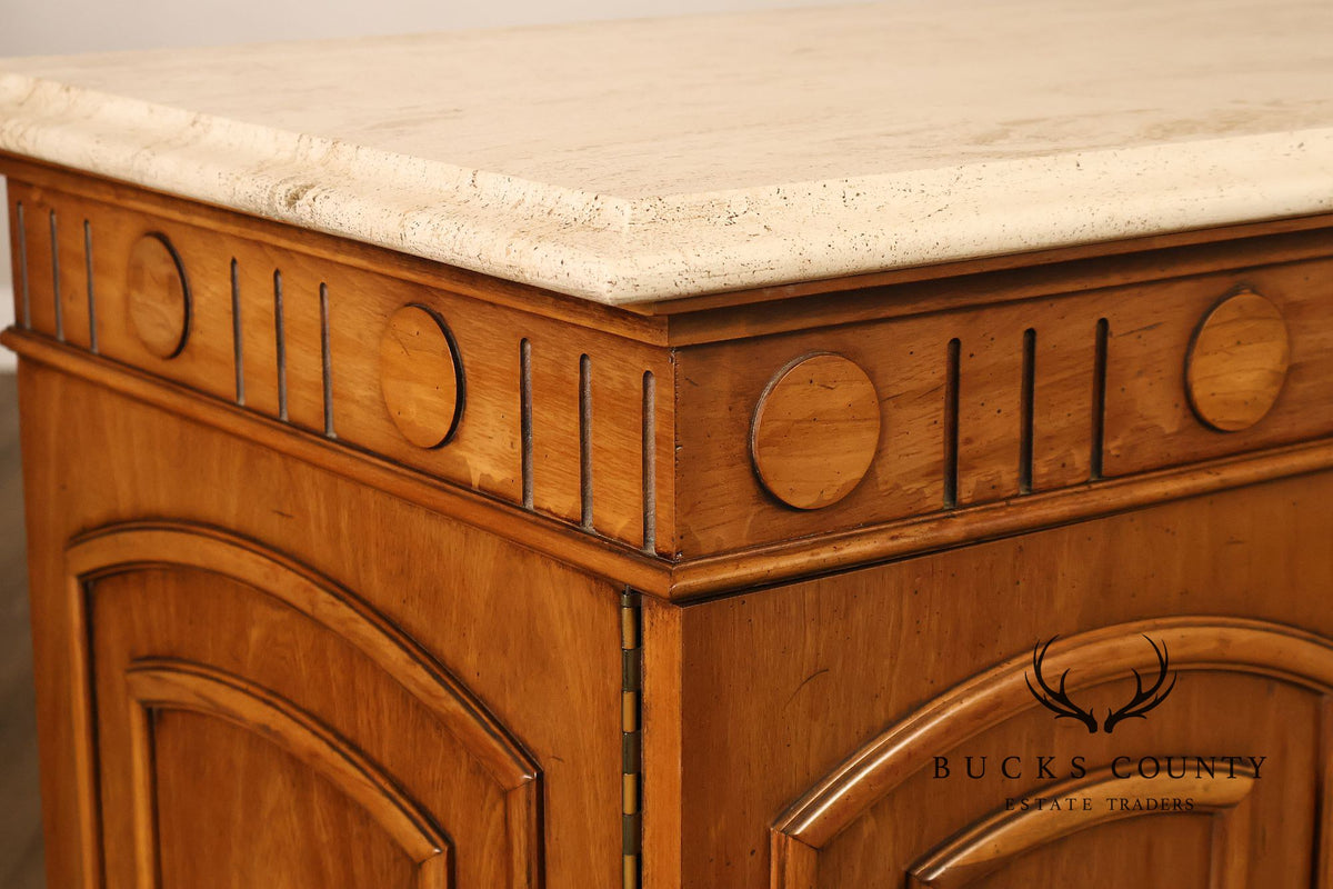 Italian Neoclassical Style Travertine Top Chest of Drawers