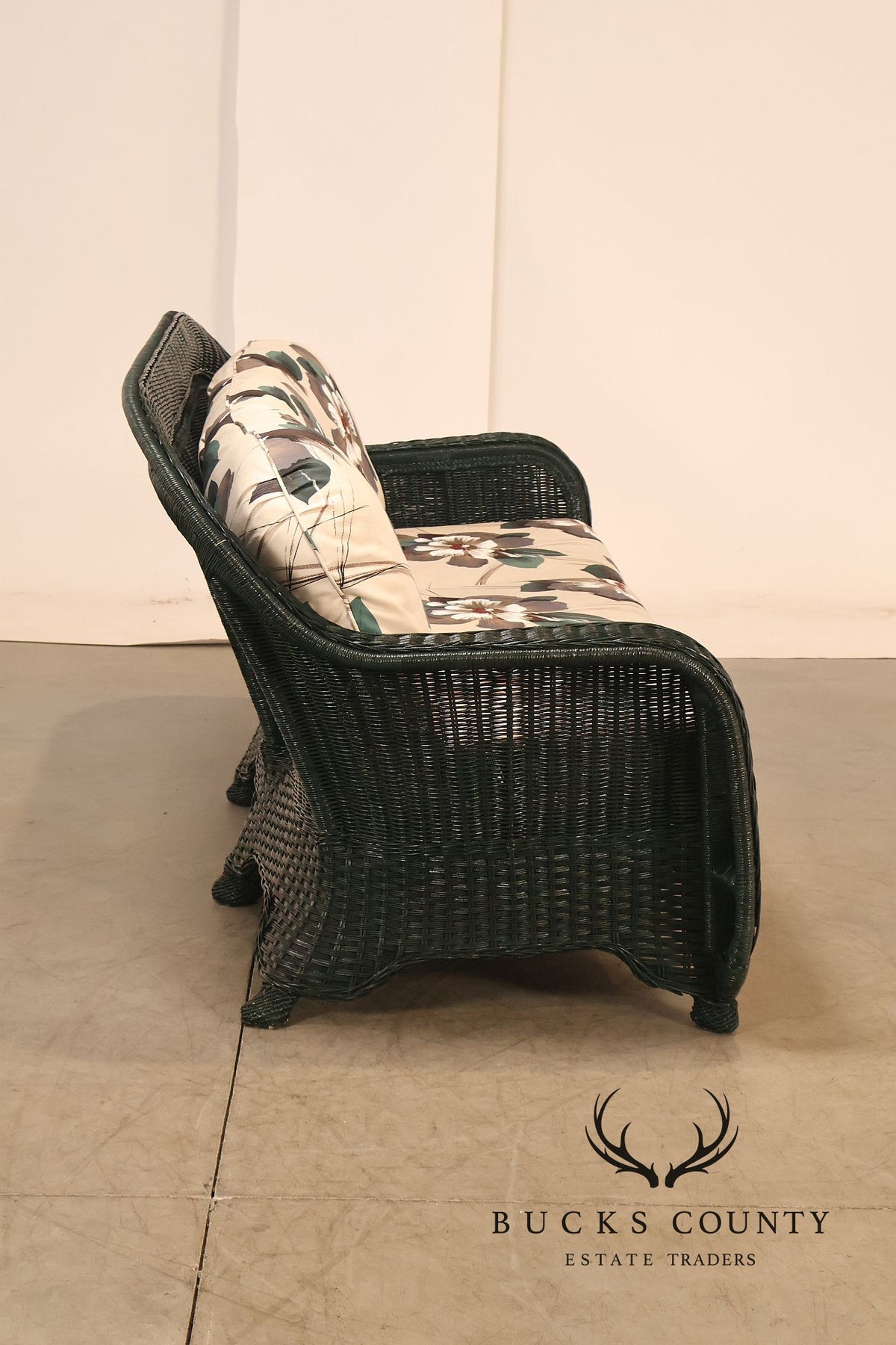 Henry Link Wicker Floral Upholstered Sofa