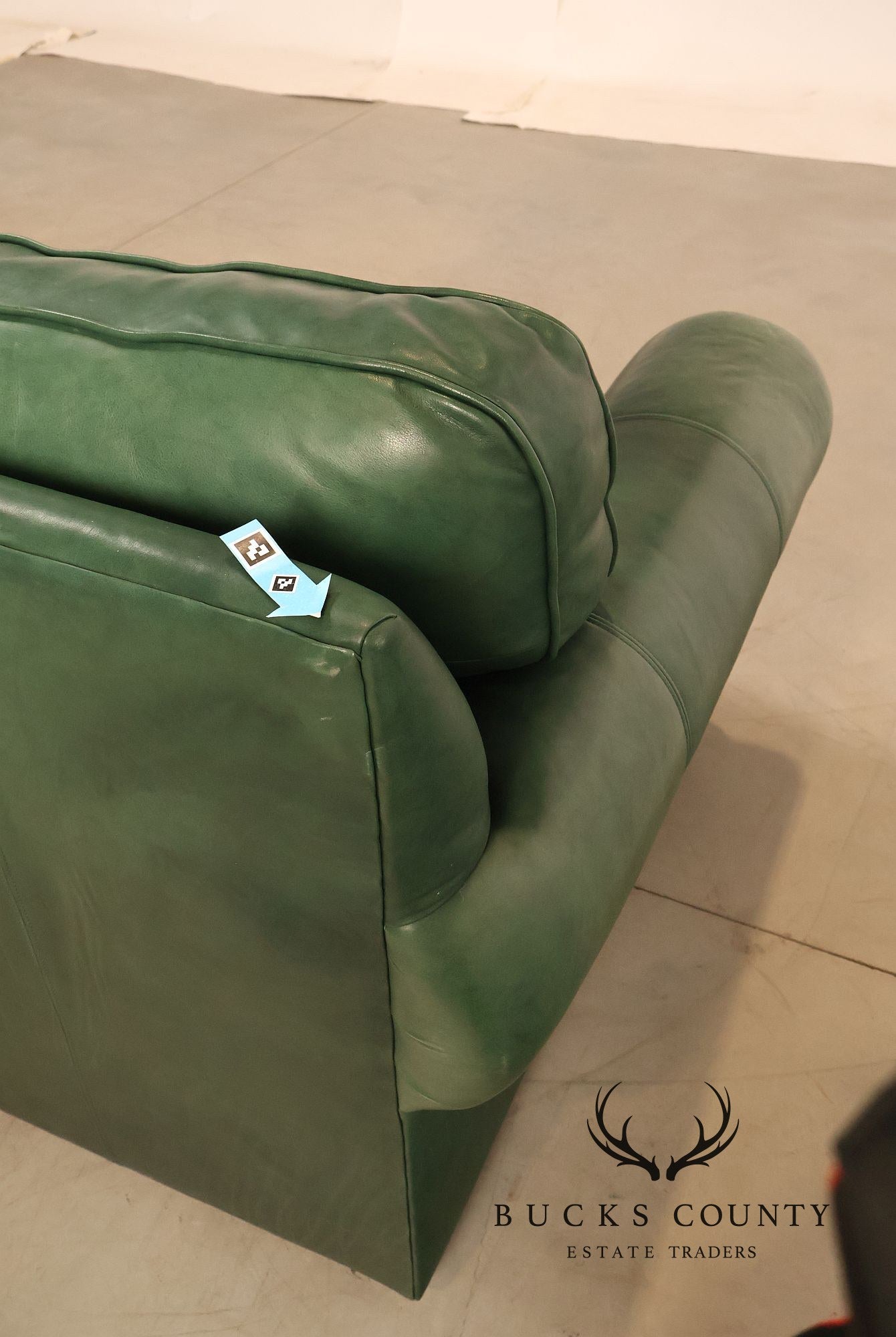 Ethan Allen Green Leather Sofa