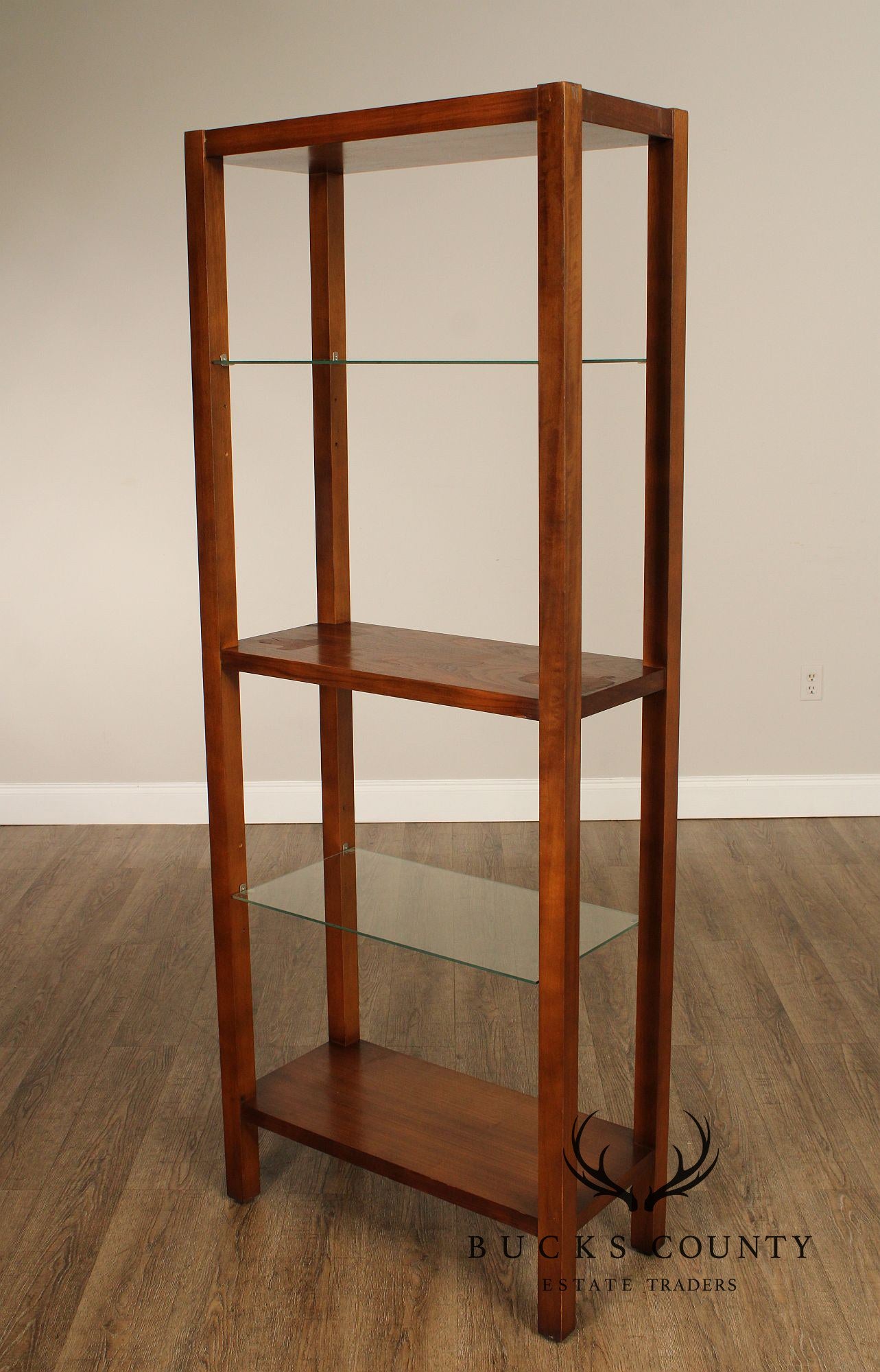 Lane Mid Century Modern Walnut Open Etagere Bookcase