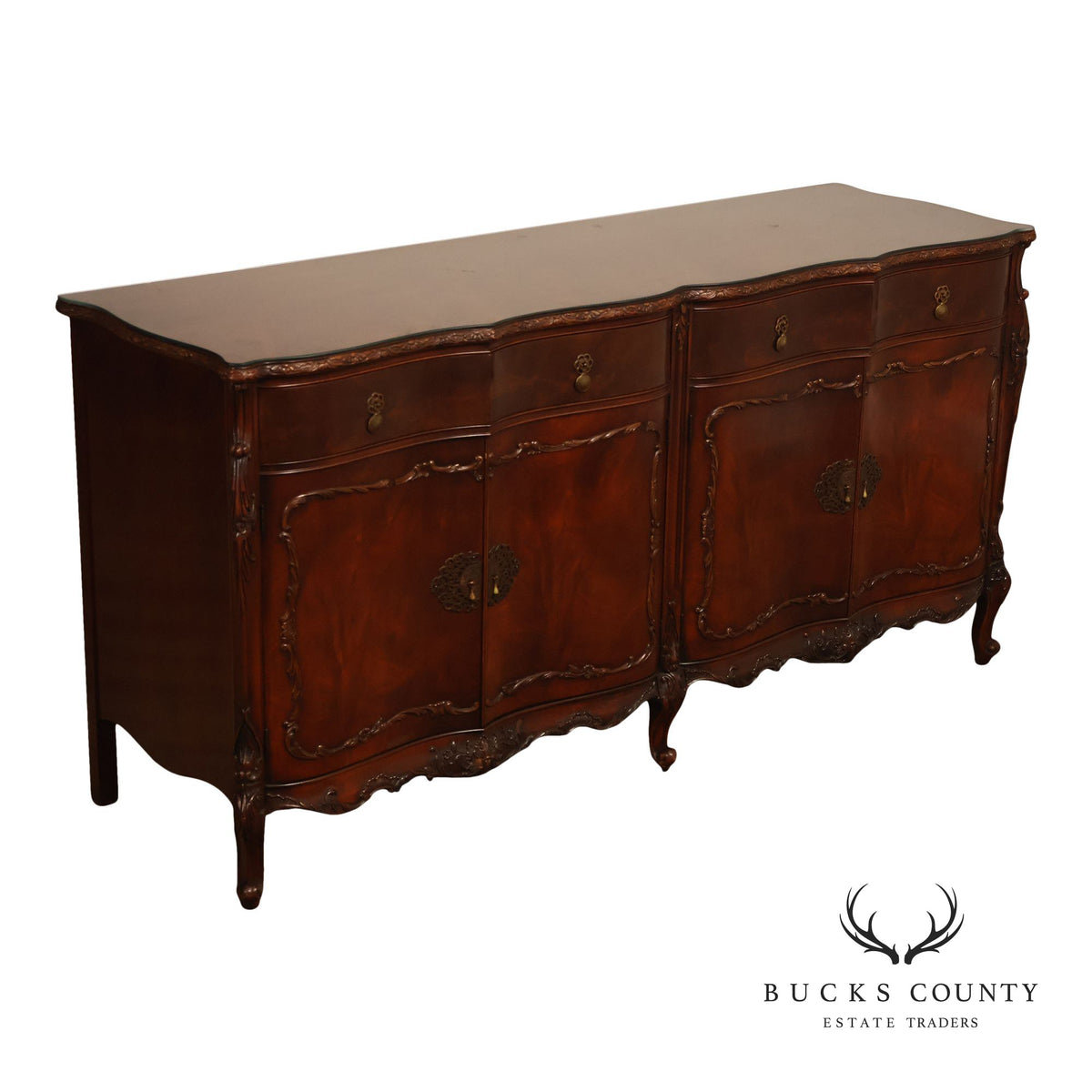 Batesville 1930s Carved Mahogany Sideboard Buffet