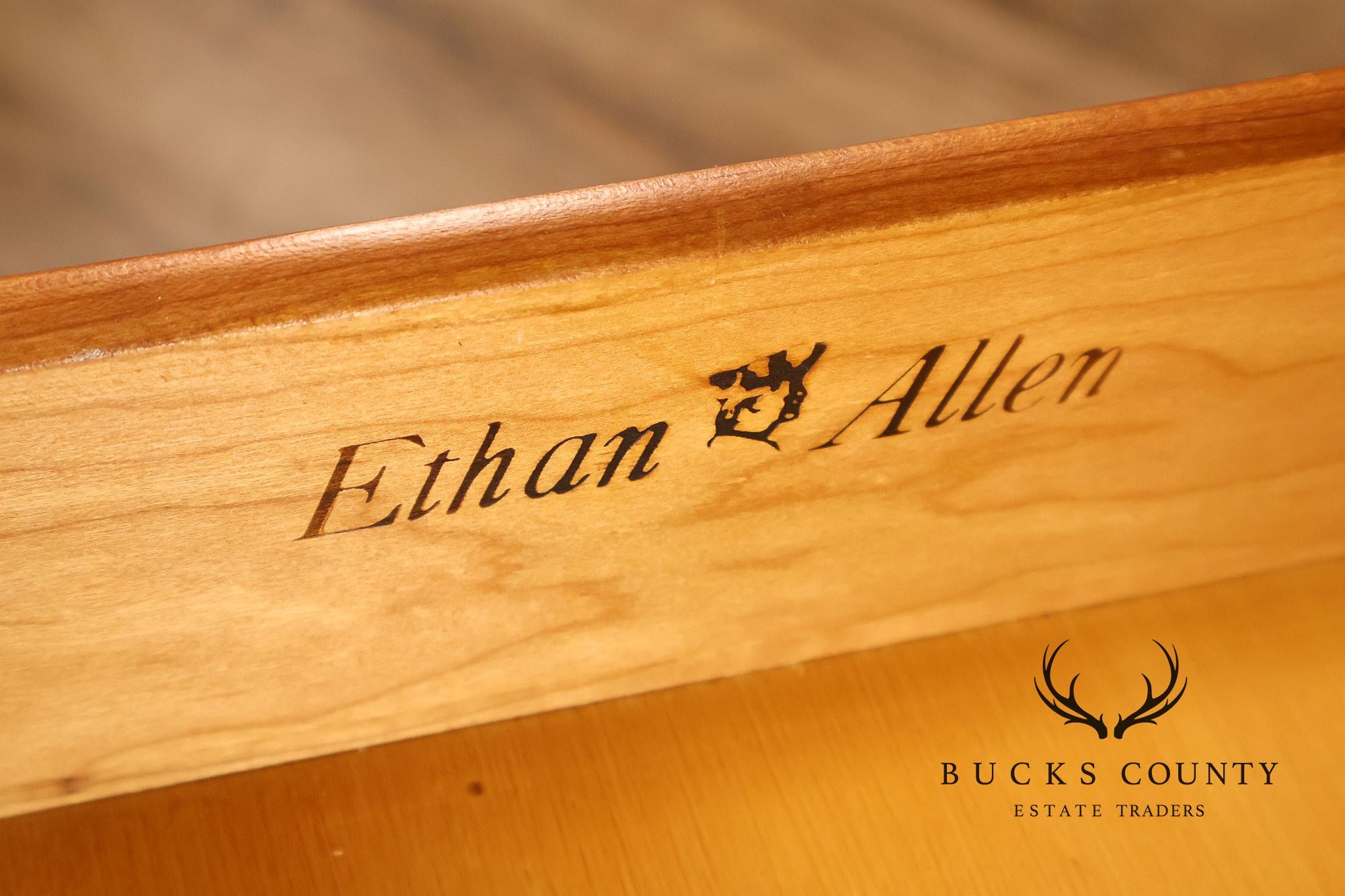 Ethan Allen Georgian Court Style Cherry Step Back Hutch China Cabinet