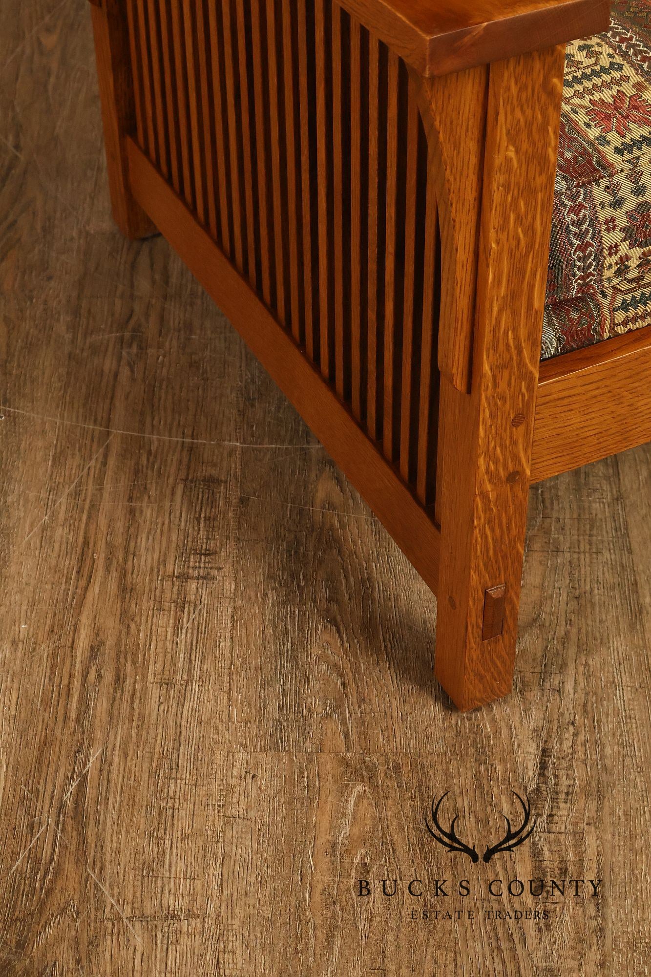 Stickley Mission Collection Oak Compact Morris Chair With Loose Cushions