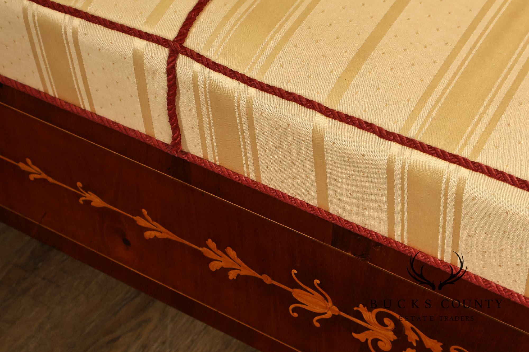 Biedermeier Style Antique Inlaid Mahogany Box Sofa