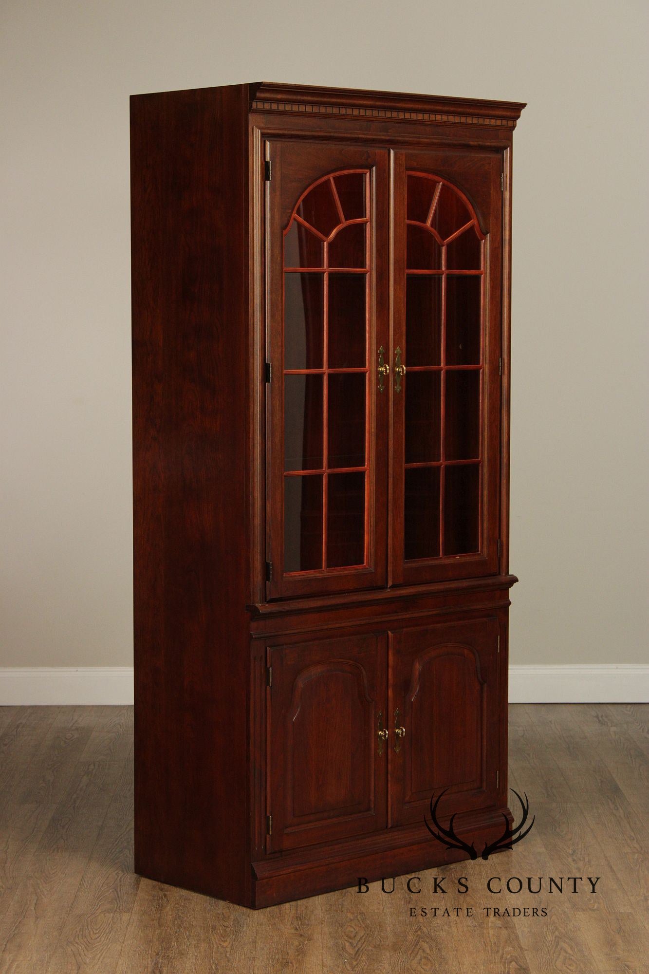 Traditional Pair Of Cherry Bookcase Display Cabinets