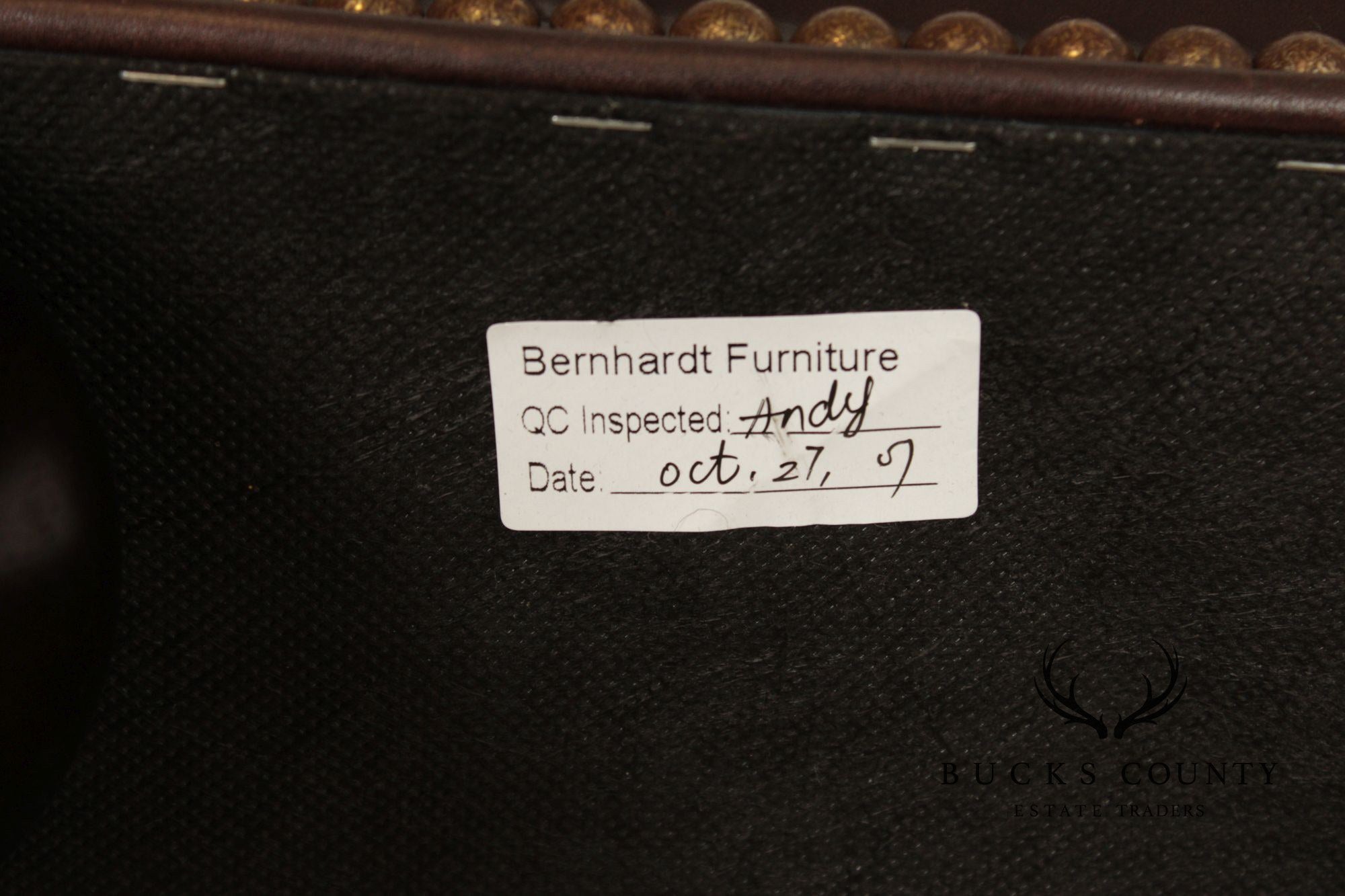 Bernhardt Chesterfield Style Tufted Brown Leather Ottoman