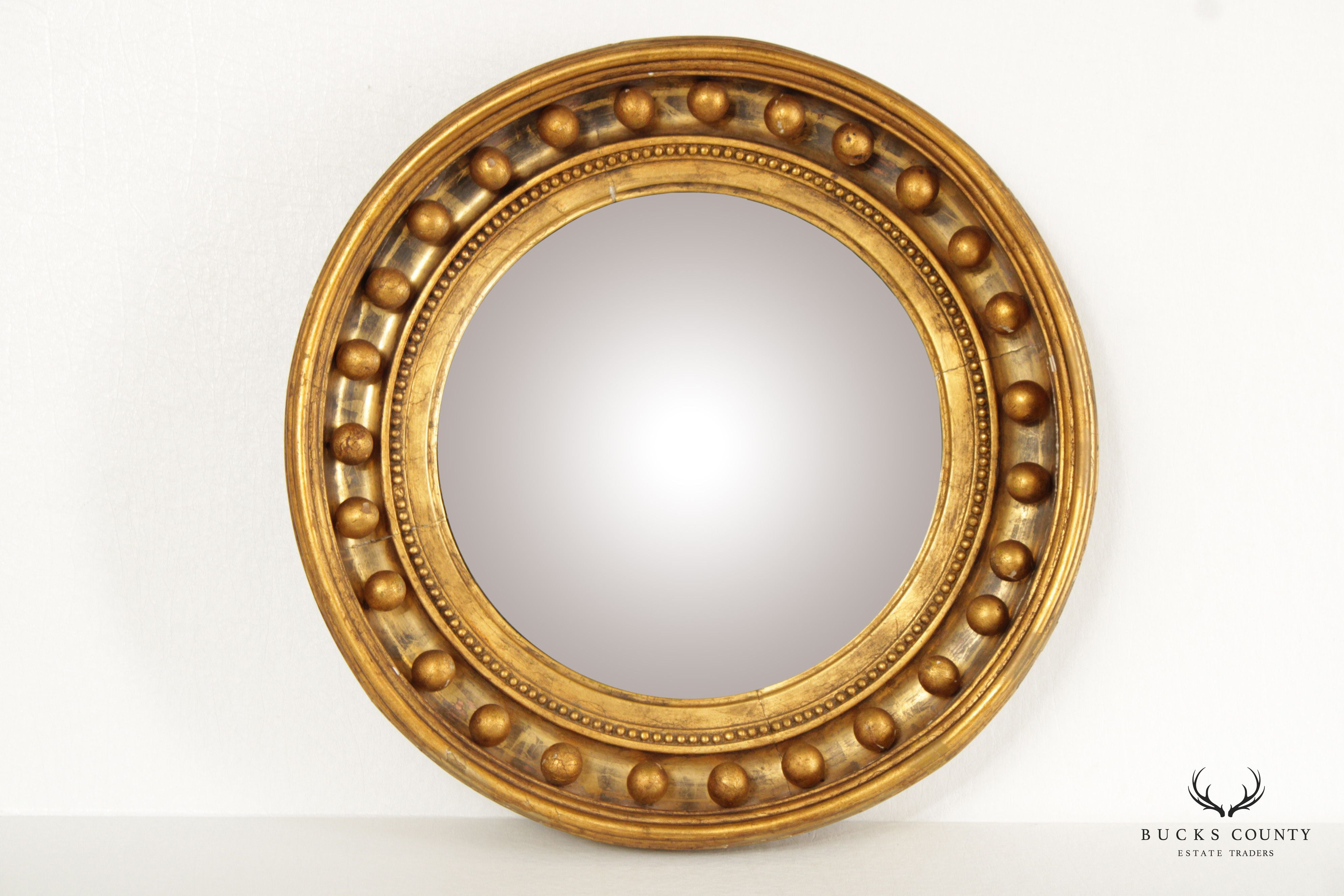 Regency Style Antique Giltwood Convex Mirror