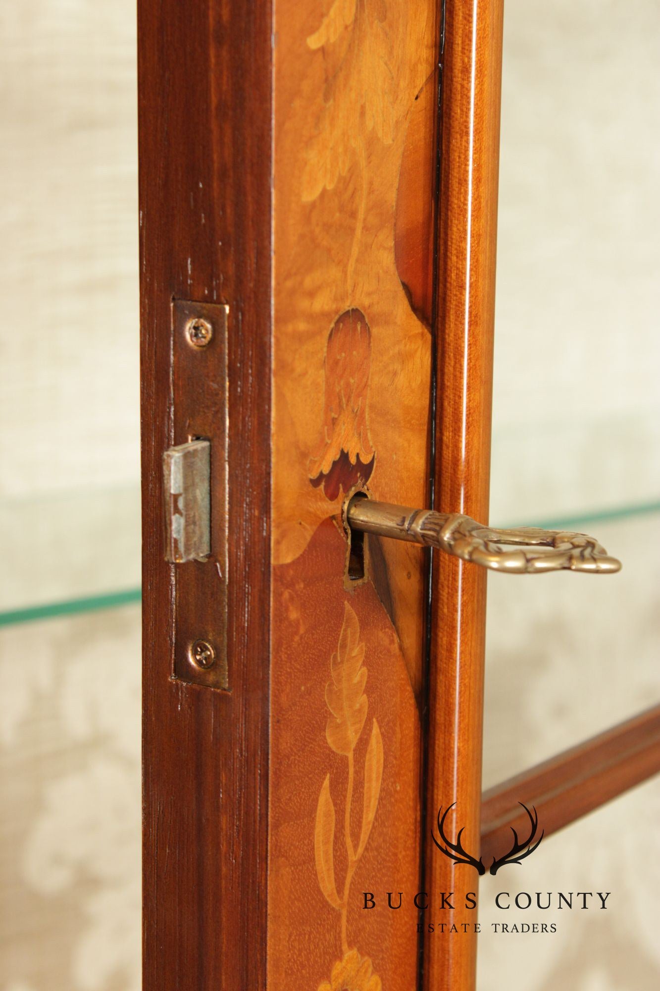 Italian Marquetry Inlaid Secretary Bookcase