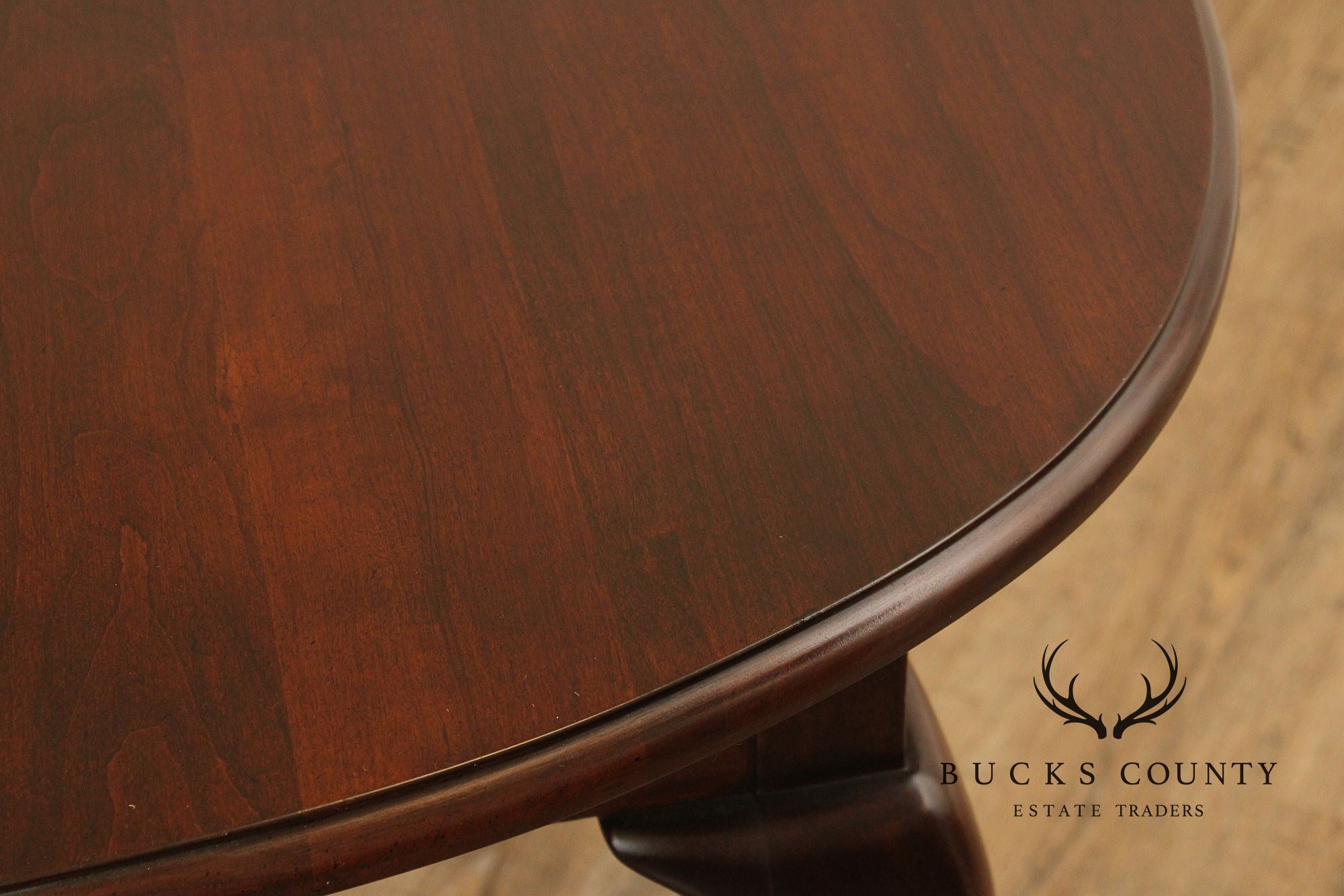 Queen Anne Style Oval Cherry Extension Dining Table With Two Leaves