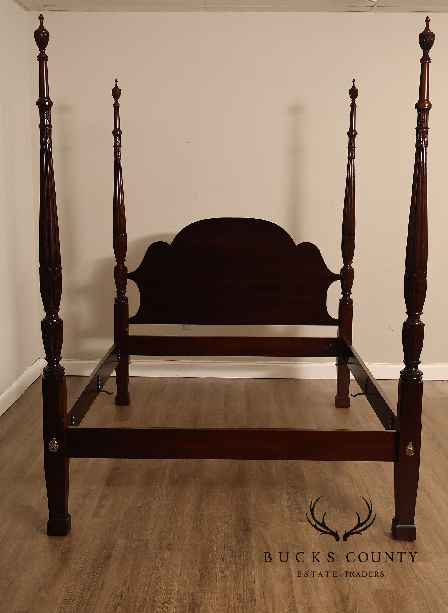 Statton Furniture Cherry Queen Tobacco Leaf Poster Bed